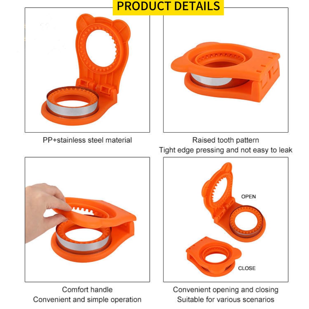 Uncrustable Sandwich Maker - 3.7 Inch Circle Shape Sandwich Cutter & Sealer for Kids Lunchboxes | Orange Sandwich Cookie Cutters | Perfect for School Lunches, Picnics & Quick Breakfasts