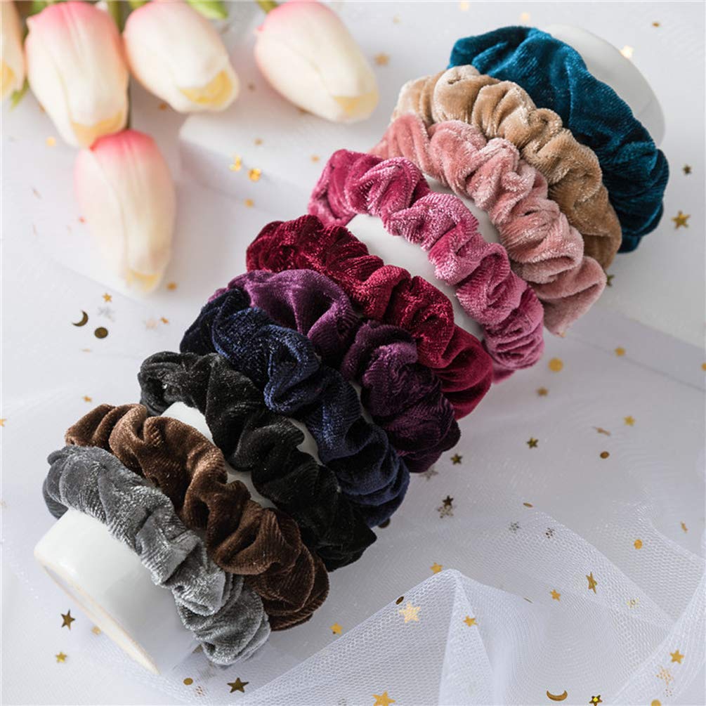 KINGMAS 10 Pack Velvet Scrunchies Hair Ties - Soft Elastic Hair Bands for Women, Gentle Hair Accessories (Perfect for Daily Use, Workouts & Styling)