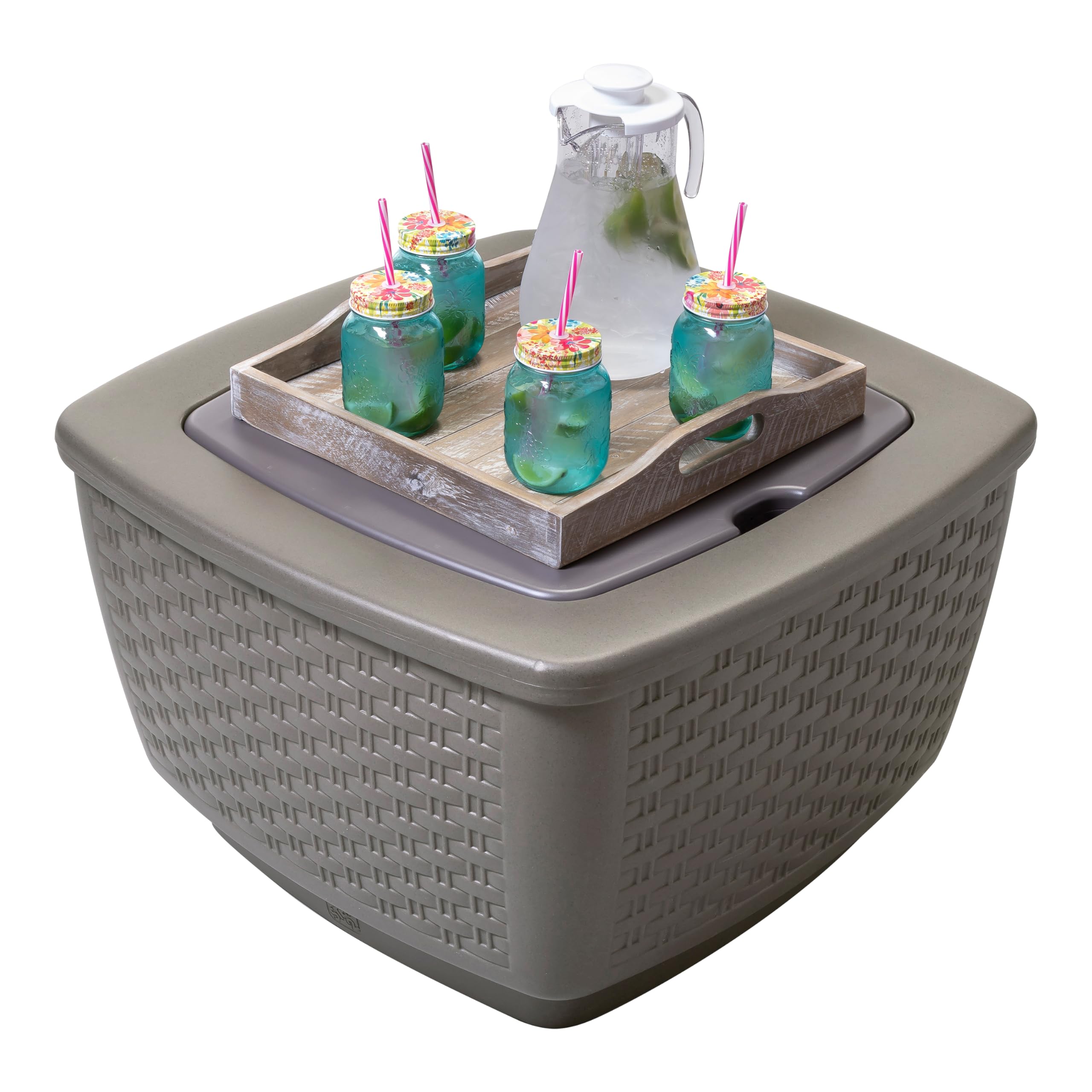 Step2 Just Chillin Patio Table with Ice Bin - Durable Waterproof Outdoor Furniture, Doubles as Cooler & Level Tabletop - Perfect for Backyard BBQs, Pool Parties & Patio Relaxation (Gray)