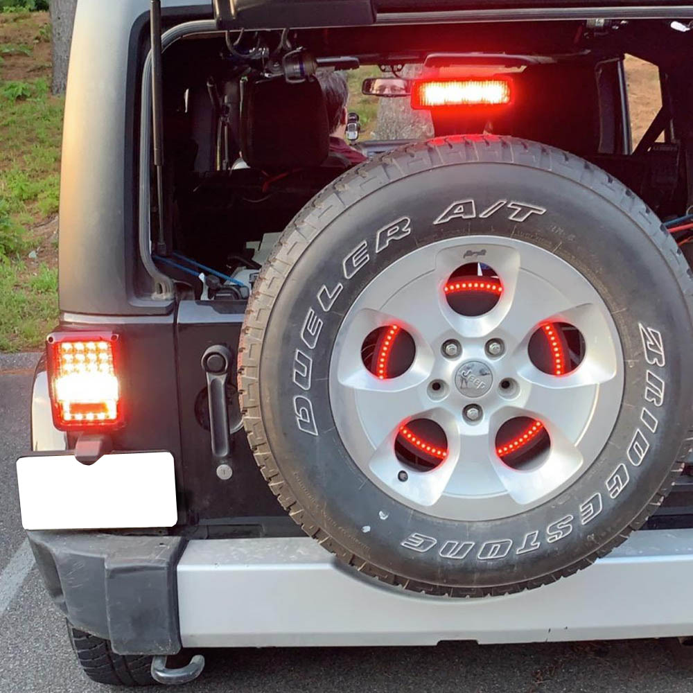 Jeep Wrangler F1 Strobe LED 3rd Brake Light Kit - Spare Tire Mount Flash Light for Enhanced Safety & Off-Road Visibility | Perfect for Night Driving, Off-Road Adventures & Emergency Signaling
