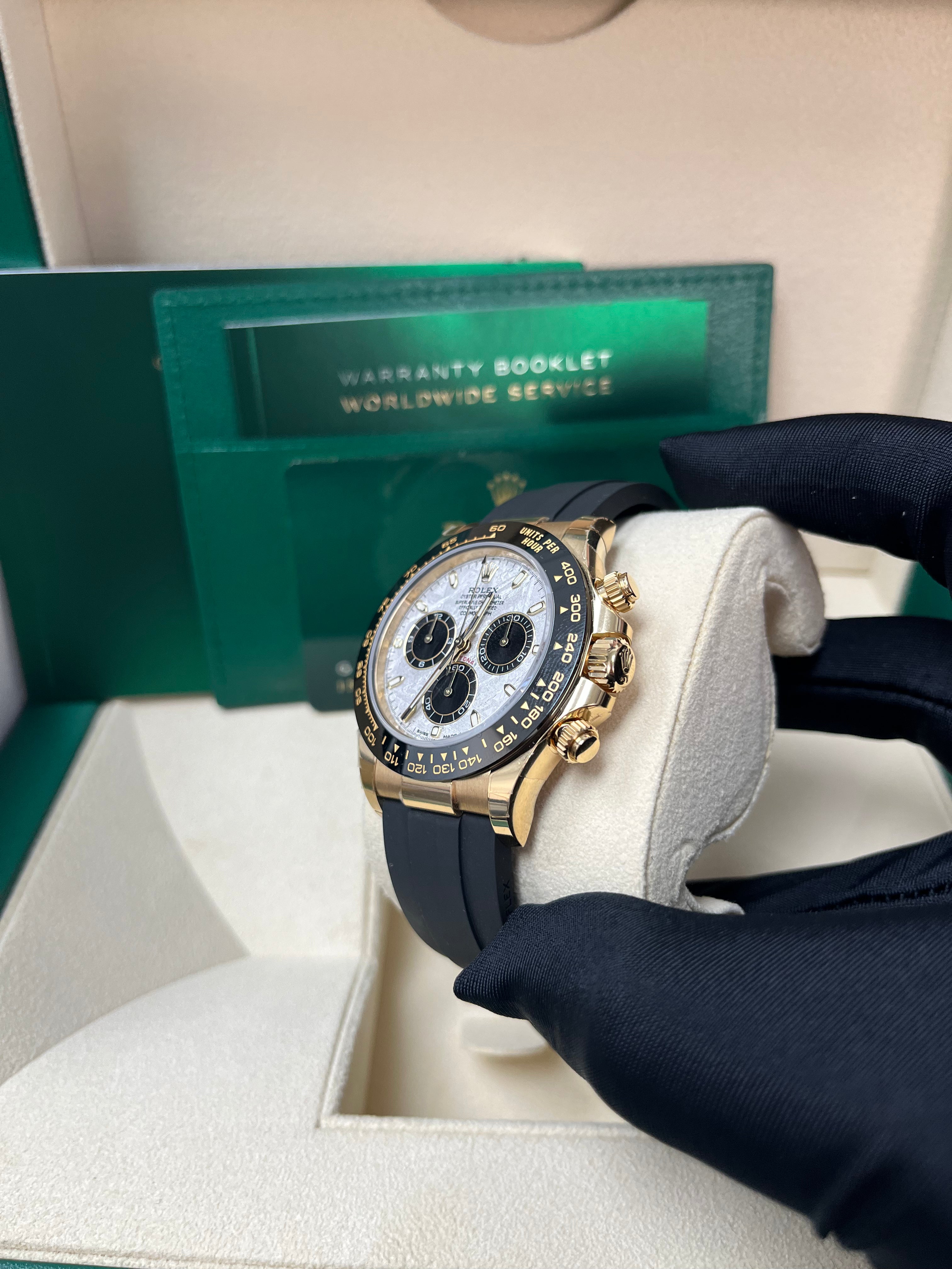 Rolex Daytona 40mm Men's Watch - Meteorite & Black Index Dial with Black Oysterflex Strap (Ref#116518LN) - Luxury Chronograph for Business, Gifting & Special Occasions