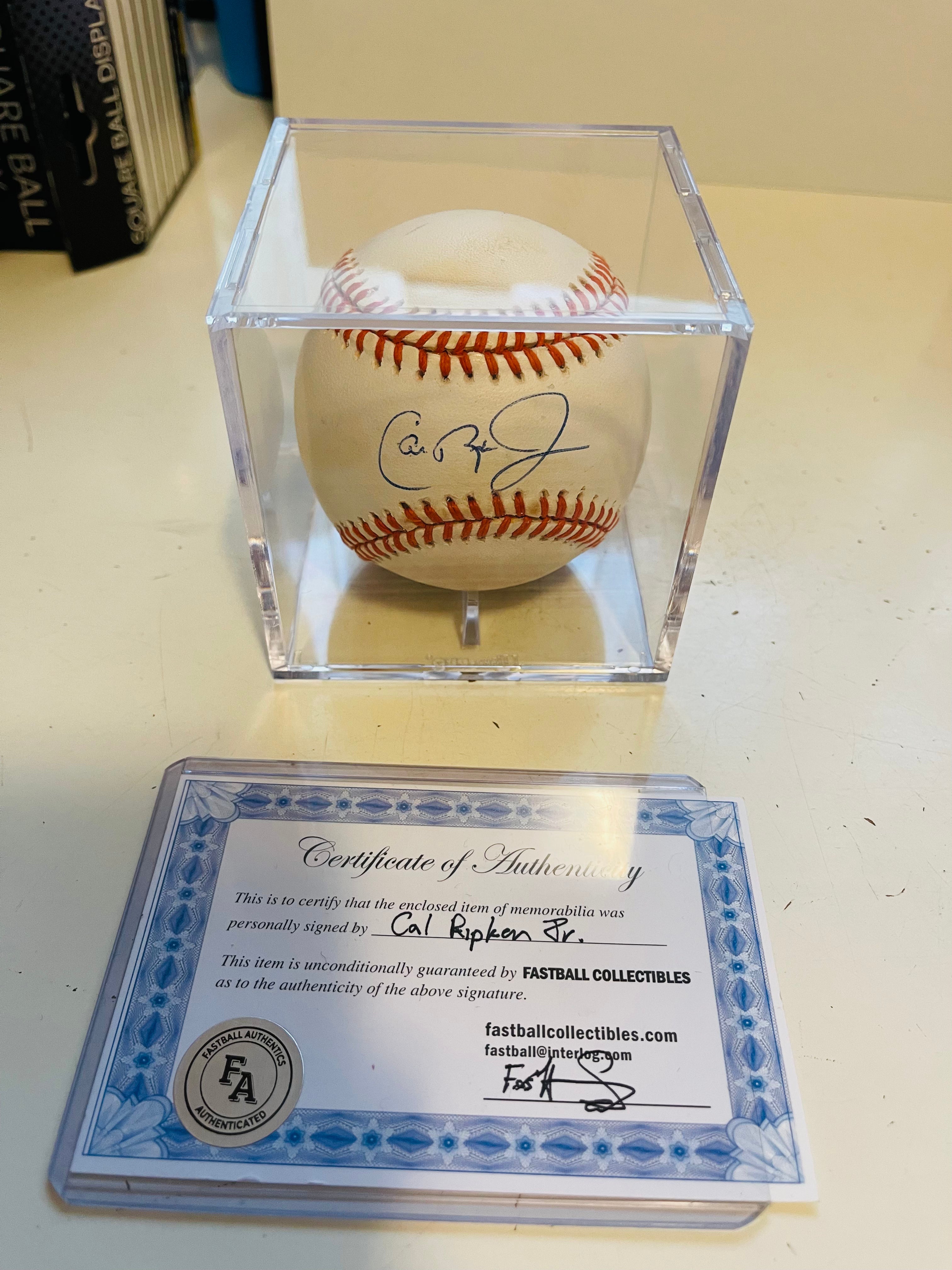 Cal Ripken Jr Autographed Baseball with Display Case & Certificate of Authenticity - Perfect for Collectors, Sports Memorabilia Fans & Gift Giving