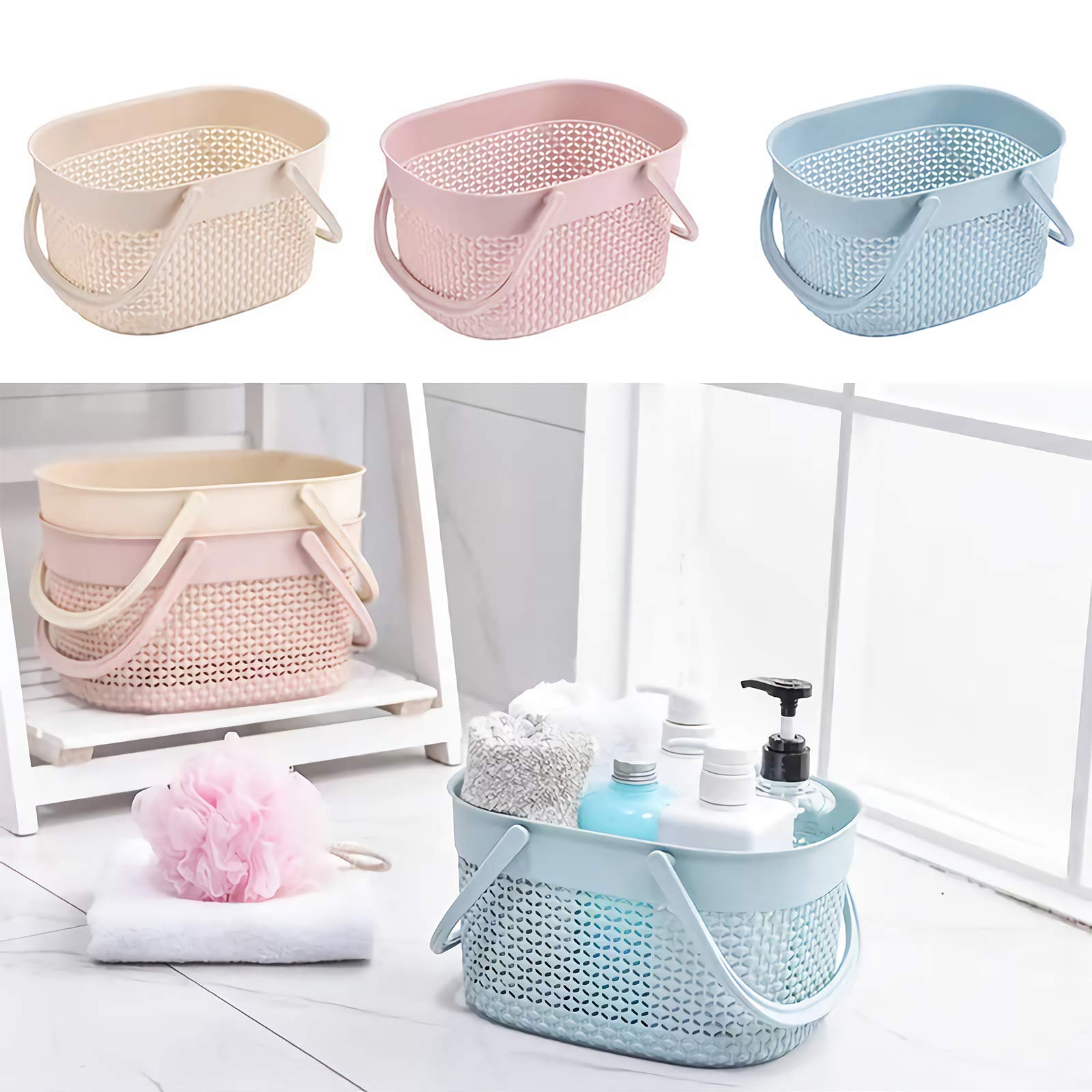 2 Pack Plastic Shower Caddy Basket with Handles - Portable Bathroom Organizer for College Dorm, Camping & Gym - Blue Toiletry Storage Bin for Shower Essentials, Kitchen Supplies & Travel Accessories - Perfect for Small Space Organization & On-the-Go Lifestyle