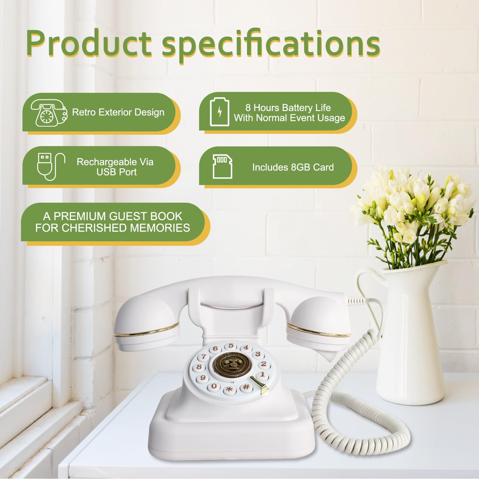 ROOMEDAL Audio Guest Book for Weddings & Events - Record Customized Voice Messages with Guest Book - Perfect for Preserving Special Occasions Like Christmas & Halloween - Ideal for Wedding Receptions, Anniversaries & Holiday Parties