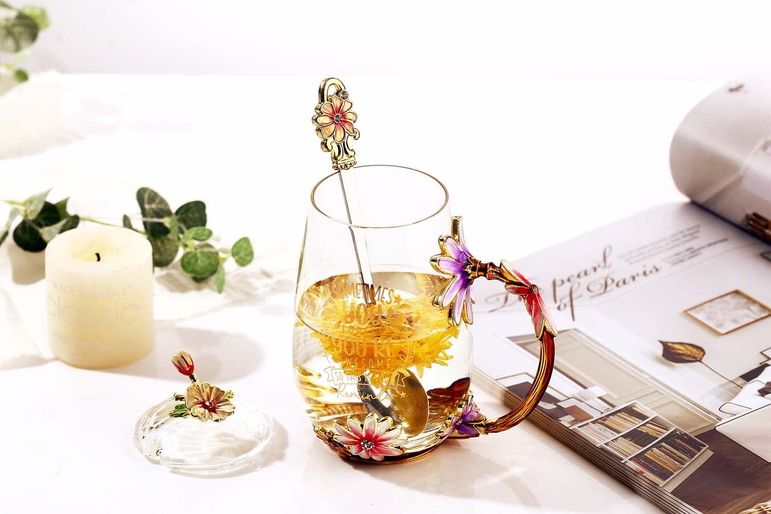 **Luka Tech Friendship Gifts for Women - Lovely Floral Tea Cup & Coffee Mug - Birthday Gift for BFF, Bestie, Coworker - Perfect for Tea Time, Office Use & Thoughtful Surprises**