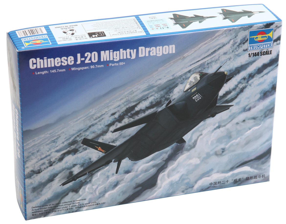 Trumpeter 1/144 Scale Chinese J-20 Mighty Dragon Stealth Fighter Model Kit - Perfect for Military Collectors, Aviation Enthusiasts & Model Building Hobbyists