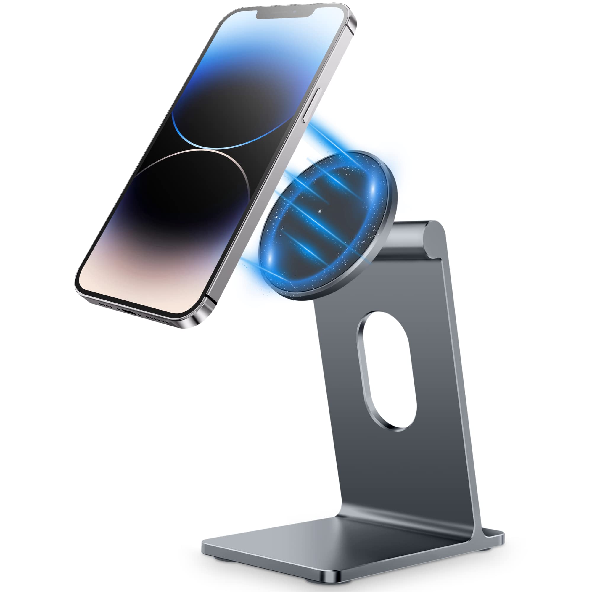 Adjustable Aluminum MagSafe Phone Stand Holder for Desk - Compatible with iPhone 16/15/14/13/12 Pro Max/Plus/Mini & All MagSafe Cases | Perfect for Home Office, Car Dashboard & Nightstand Charging
