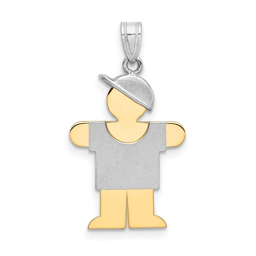 14K Two-Tone Gold Engravable Charm Pendant with Hat Design - 25mm x 15mm Fine Jewelry for Women - Perfect for Birthdays, Anniversaries & Personalized Gifts