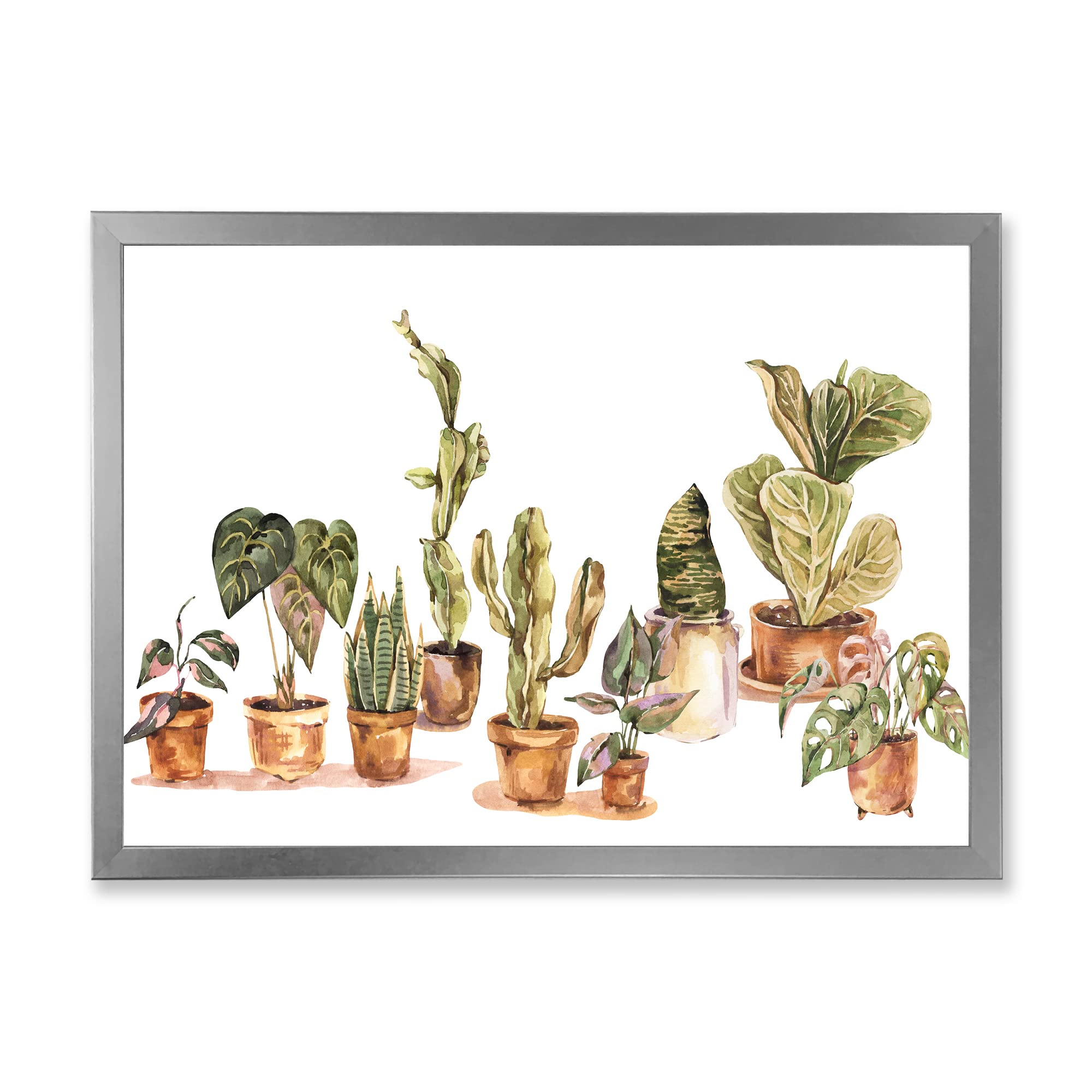 Indoor House Plants & Urban Jungle Traditional Framed Wall Art - Perfect for Home Decor, Living Room, Bedroom & Office