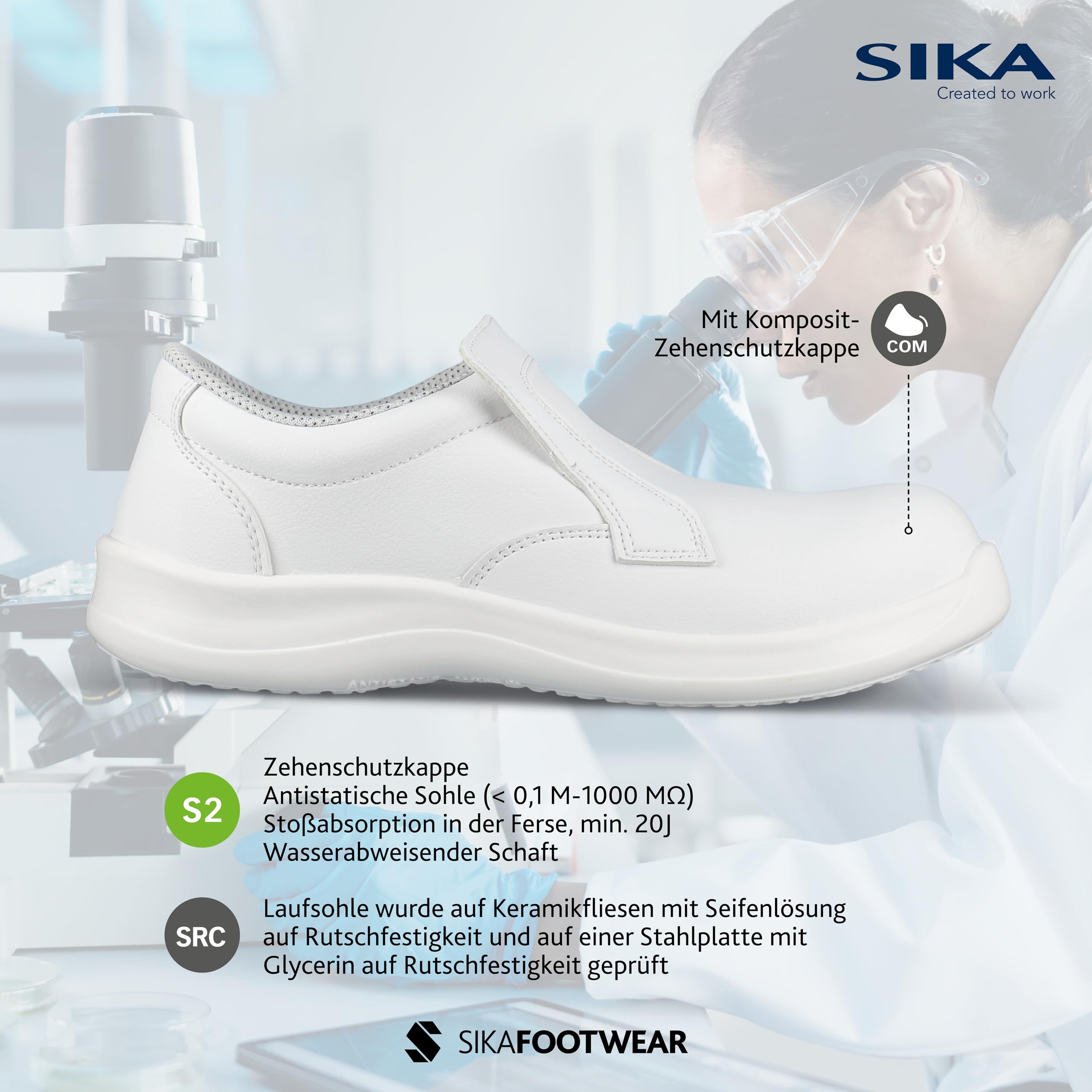 SIKA Select Slip-On Safety Shoes S2 SRC - Lightweight & Comfortable Safety Shoes for Men & Women - Waterproof Slip-Resistant with Protective Toe Cap - Ideal for Pharmaceutical, Kitchen & Industrial Work Environments