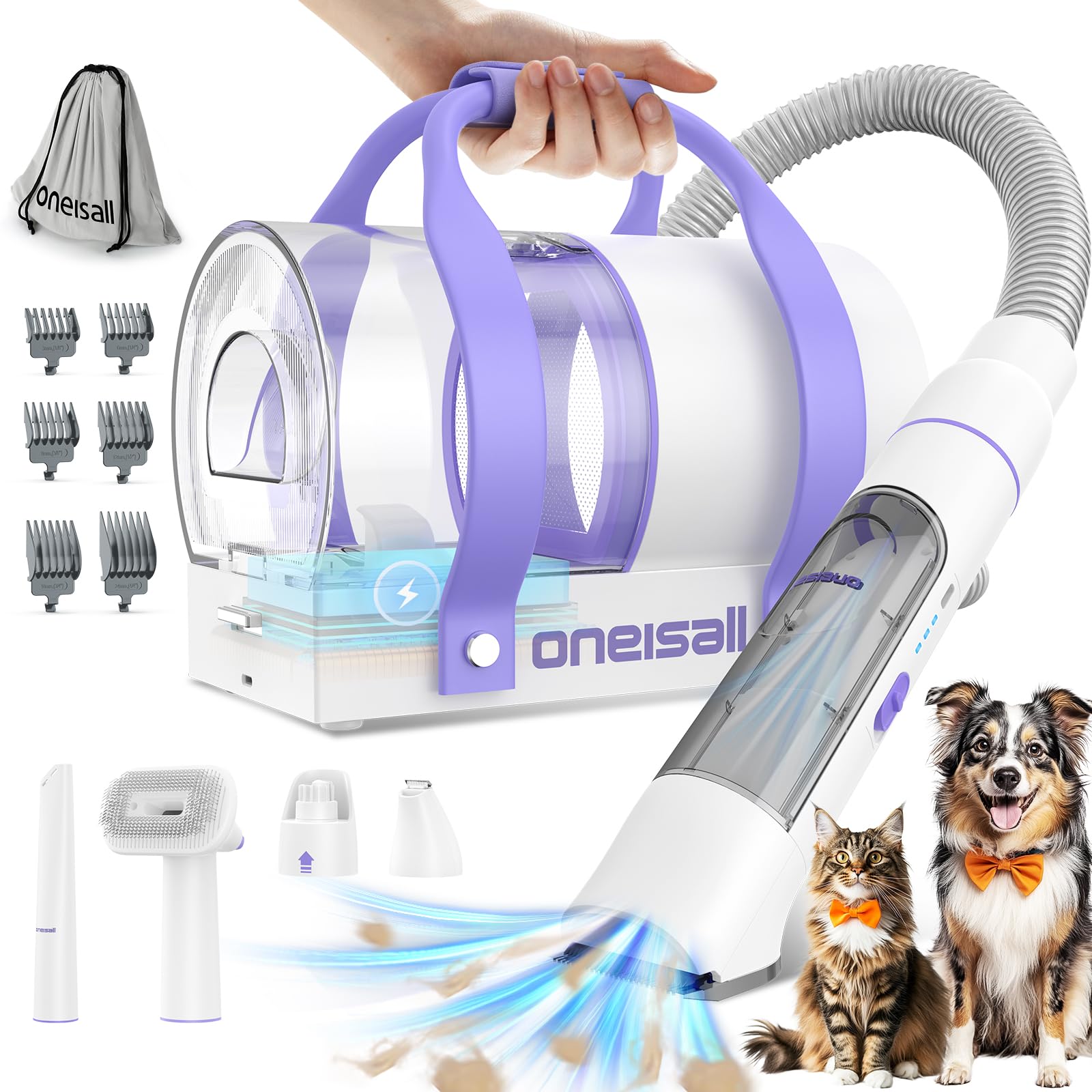 Oneisall Cordless Pet Grooming Vacuum & Dog Shaver - Perfect for Home Grooming