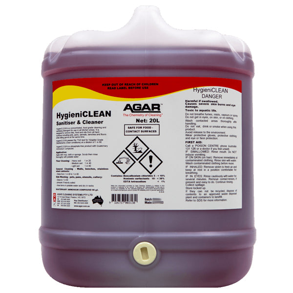 Premium Agar Hygieni Clean Food Grade Cleaner & Sanitizer - Safe for Kitchen, Food Prep & Commercial Use | USDA Approved for Food Contact Surfaces