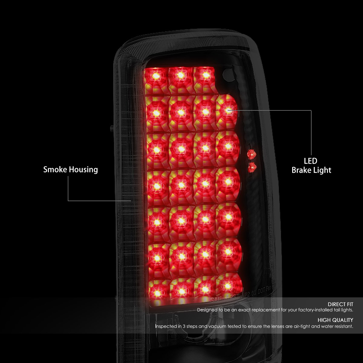 Auto Dynasty Black Smoked LED Tail Lights for Yukon/Suburban/Tahoe GMT 800 - Pair of Brake & Tail Lights - Perfect for Night Driving & Custom Car Upgrades