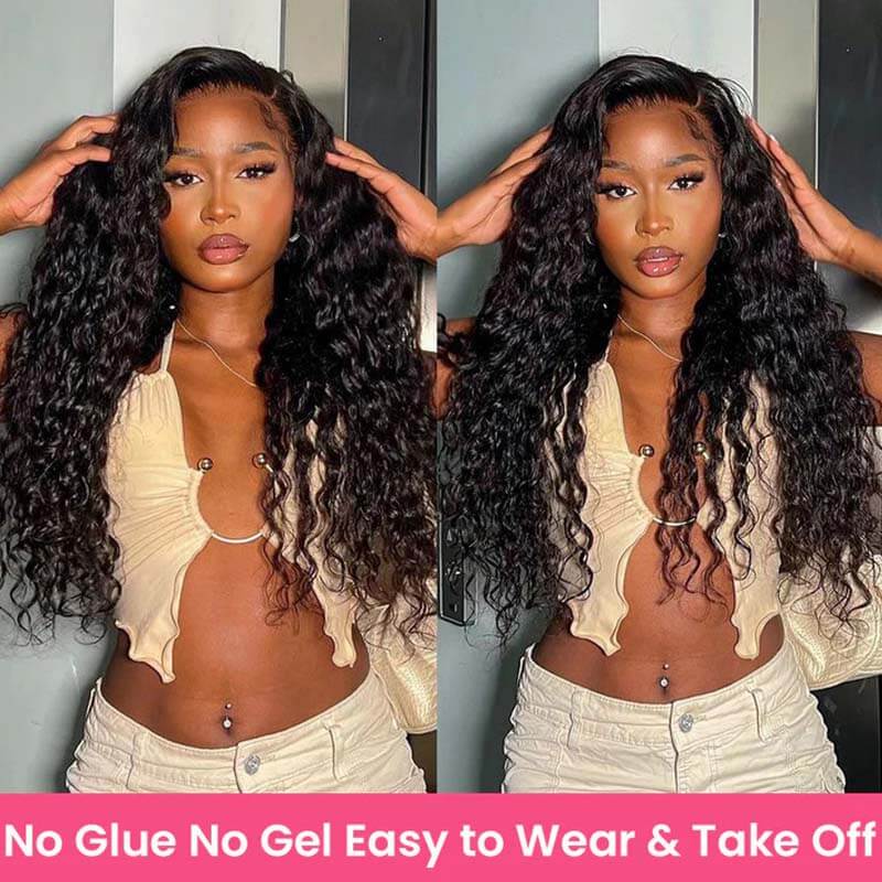 Eullair 9x6 Lace Front Wigs Human Hair - Glueless Pre Plucked Water Wave Wigs with Bye Bye Knots & Pre Cut Lace - Natural Looking Wigs for Black Women - Perfect for Daily Wear, Parties & Special Occasions