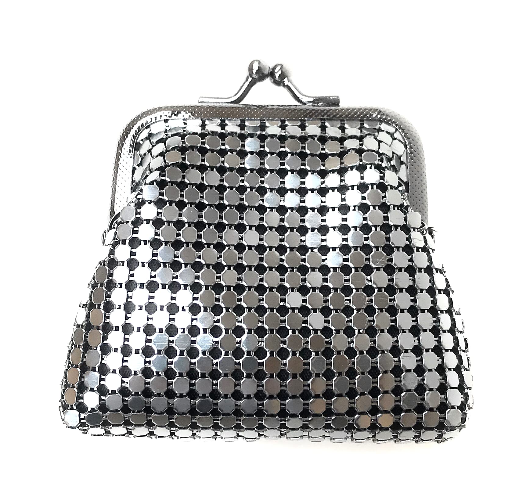 Stylish Metal Mesh Coin Purse with Kiss Lock Clasp - Gunmetal Grey Small Wallet for Women | Perfect for Parties, Travel & Everyday Use