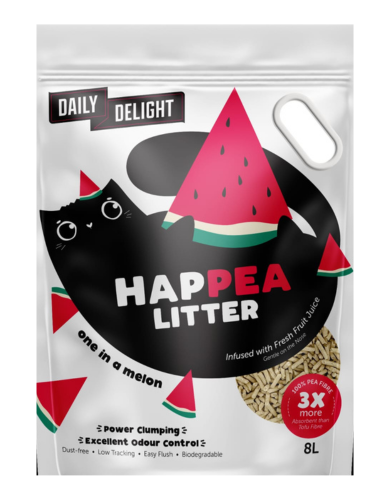 HAPPEA Watermelon Scented Cat Litter 8L - Odor Control Clumping Litter for Cats - Natural Corn Fiber Cat Litter - Perfect for Multi-Cat Homes & Small Spaces