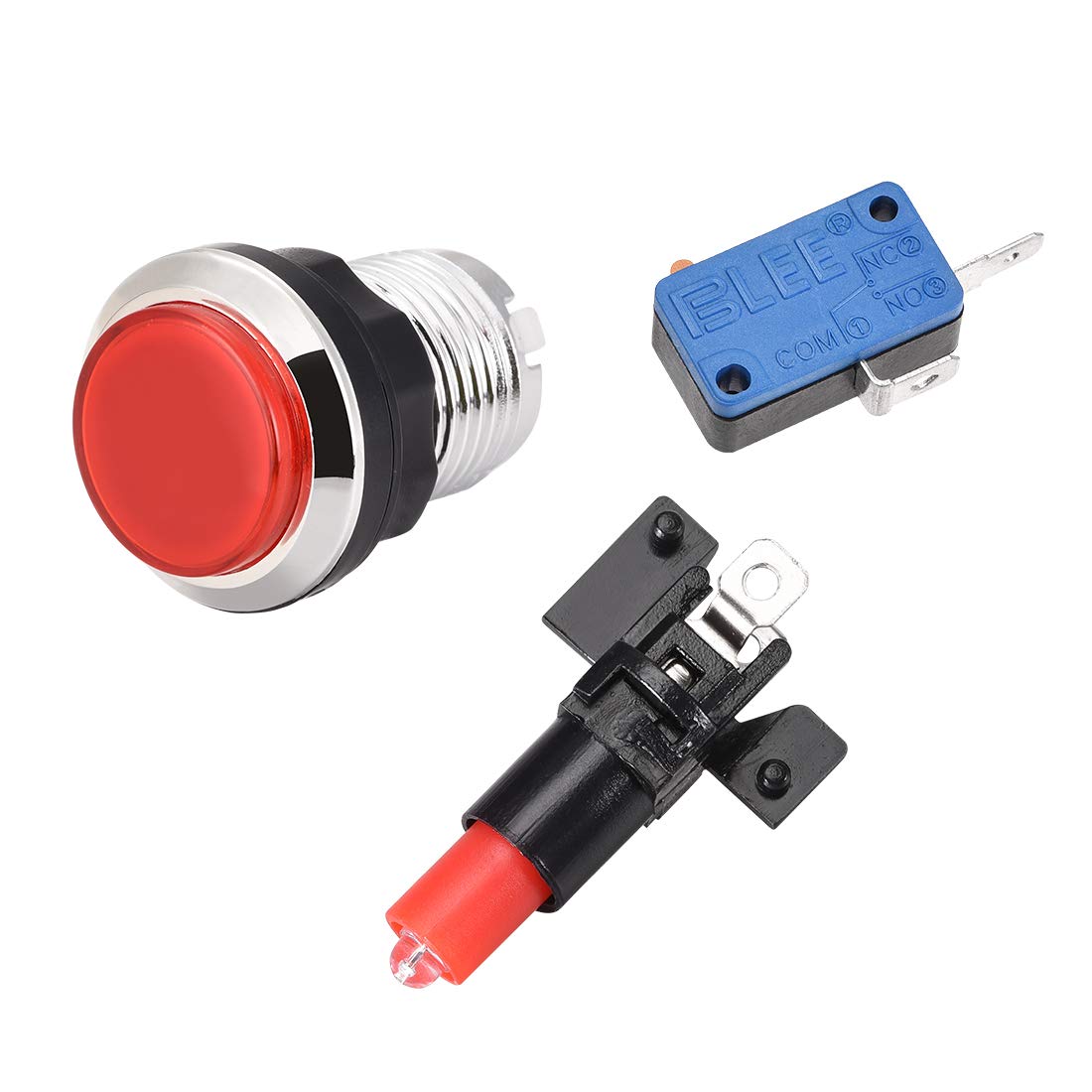 uxcell 33mm Round 12V LED Illuminated Arcade Push Button Switch with Micro Switch - Red (6 Pack) for Video Games & DIY Control Panels - Perfect for Arcade Cabinets, MAME Controllers & Gaming Consoles