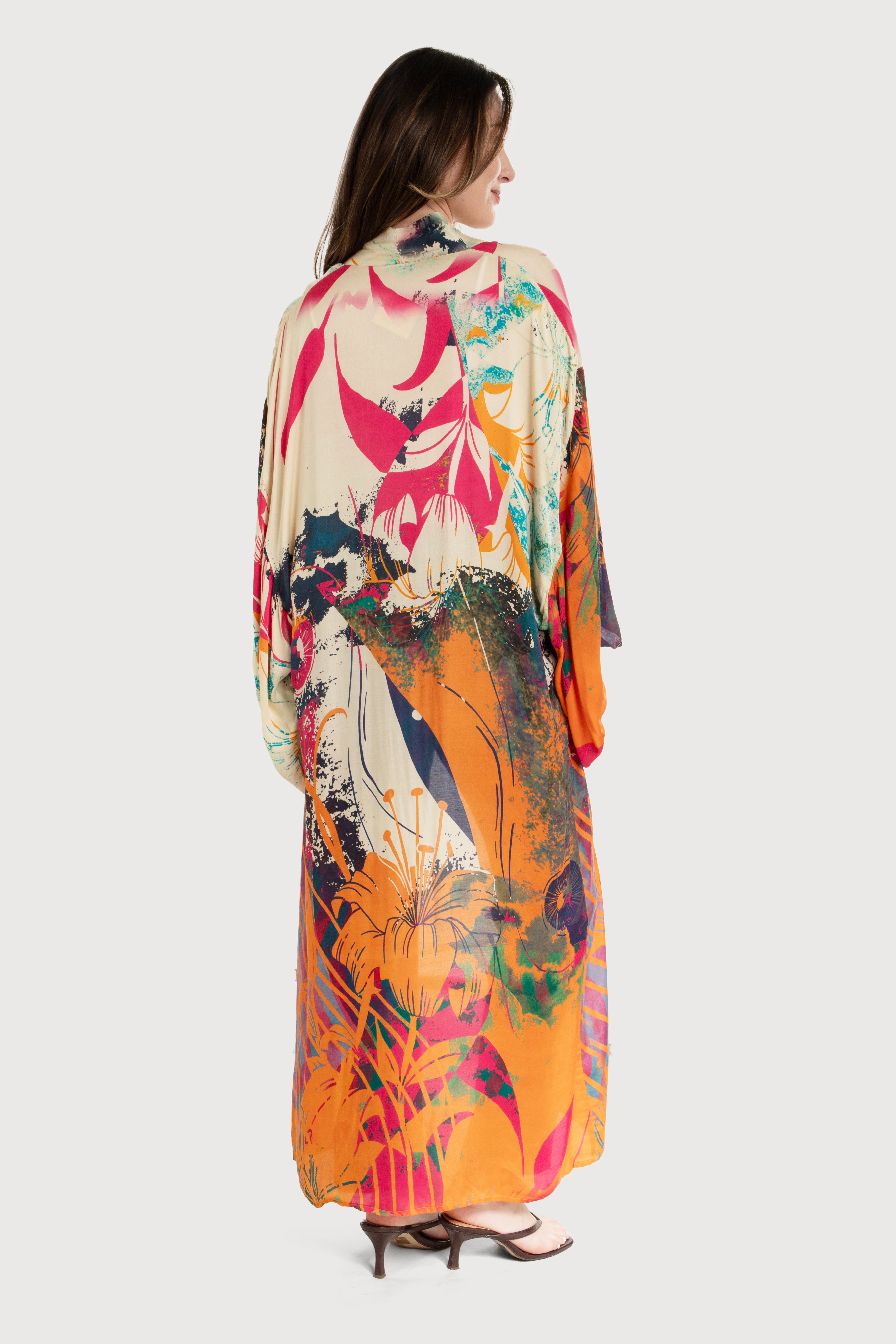 Ultra Lightweight Summer Kimono with Abstract Floral Print - Perfect for Beach Cover-Up, Poolside Lounging & Boho Fashion