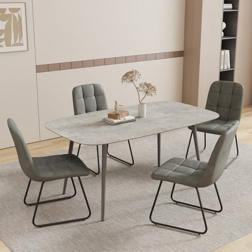 Gray Table + 4 U-shaped Gray Chairs