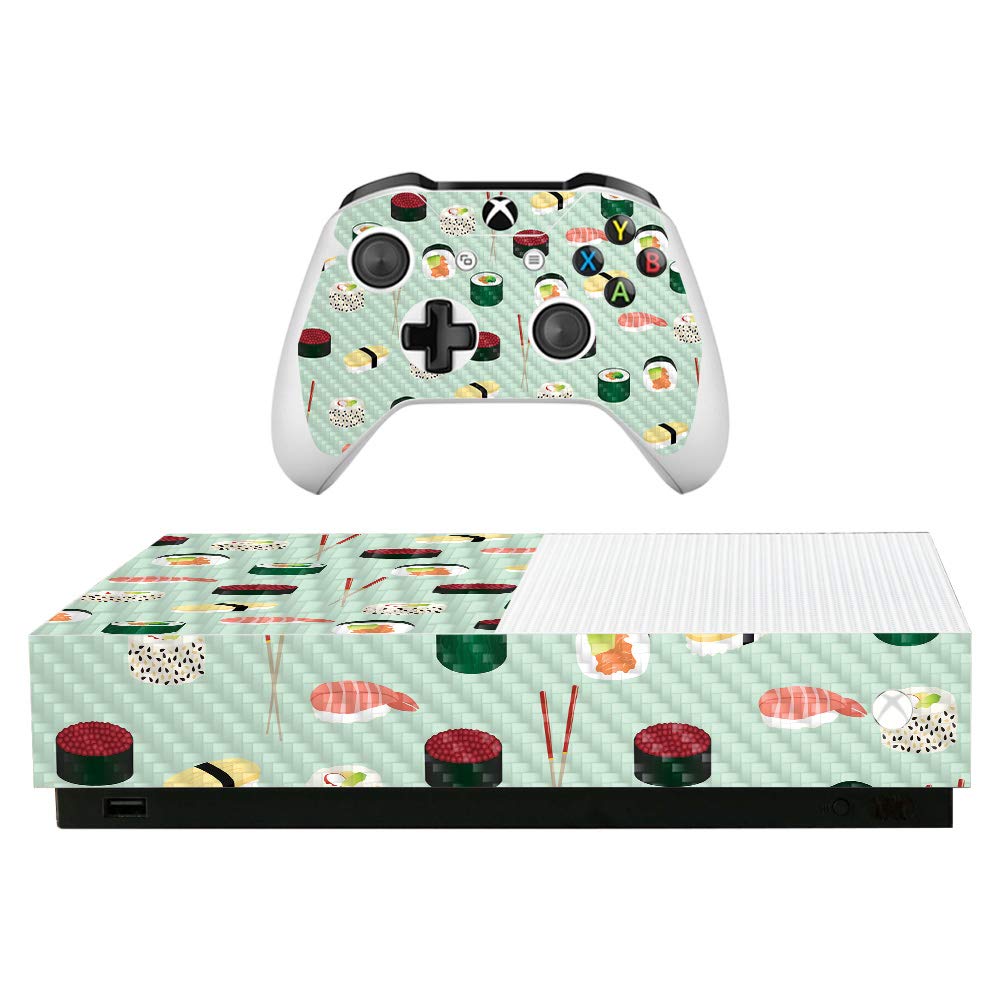 Premium Carbon Fiber Skin for Microsoft Xbox One S All-Digital Edition - Sushi Design | Protective & Durable Textured Cover | Easy to Apply & Remove | Made in USA | Perfect for Gaming Setups & Home Entertainment Systems
