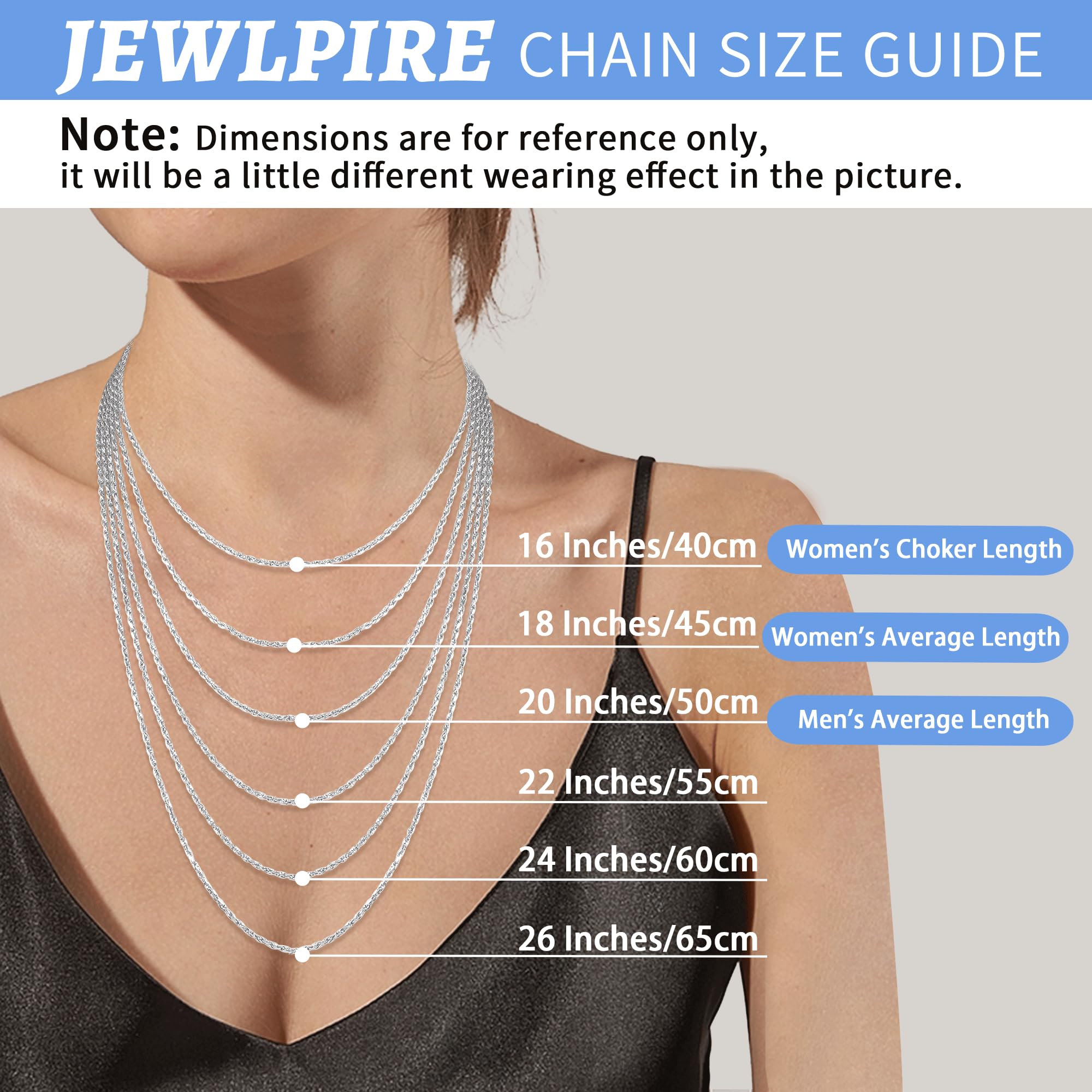 Jewlpire Italian 2mm Rope Chain Necklace - 925 Sterling Silver & 14K Gold Plated - Unisex Jewelry for Men & Women (16-26 Inch) - Perfect for Layering, Gifts & Everyday Wear
