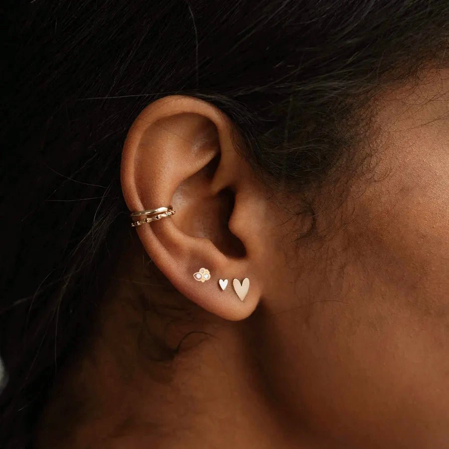 14K Yellow Gold Air Element Stud Earrings with Natural Gemstones – Elegant Boho Jewelry for Everyday Wear & Special Occasions