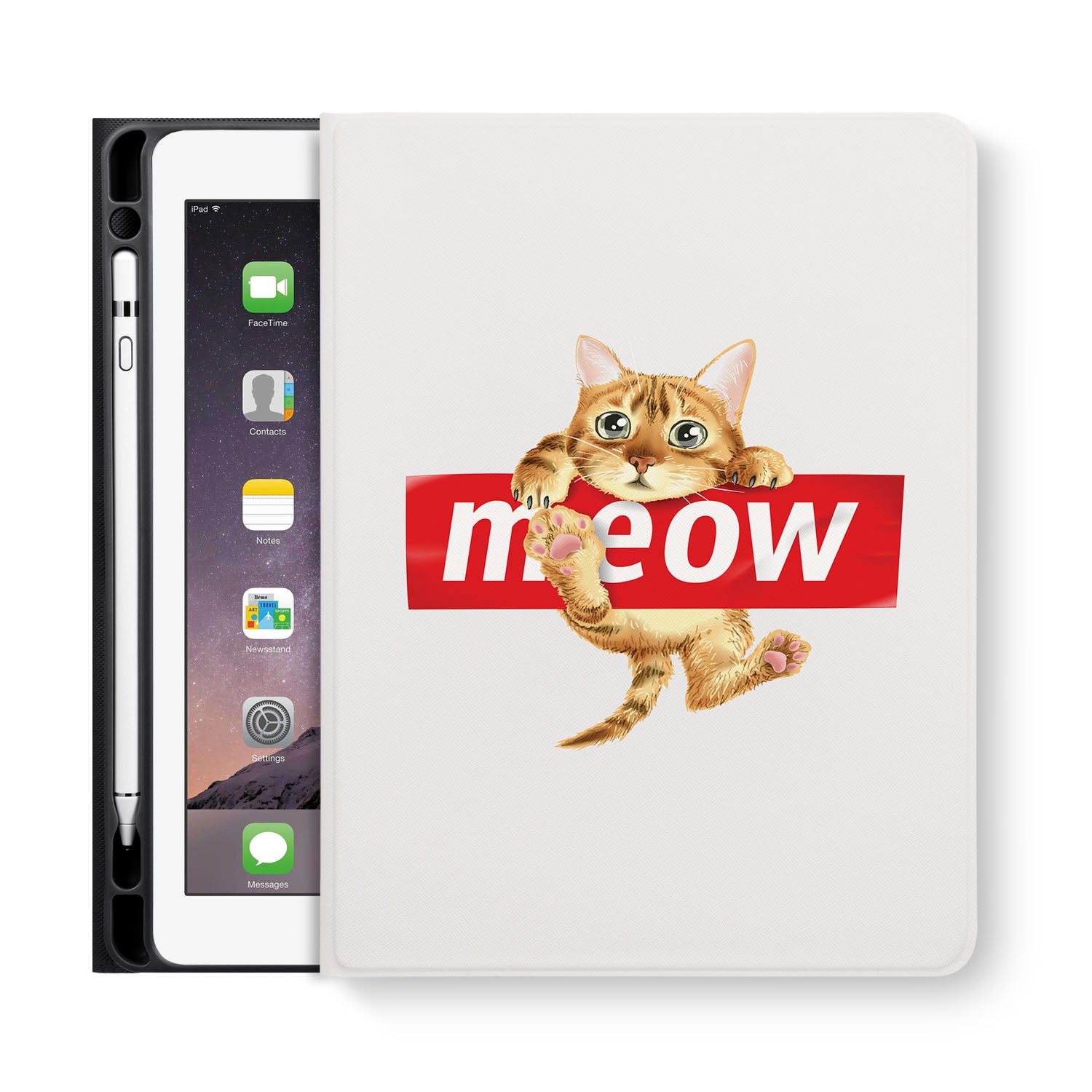 Premium iPad Folio Case with Cute Cat Design - Slim Protective Cover for iPad Pro/Air/Mini - Perfect for Work, School & Travel Accessories