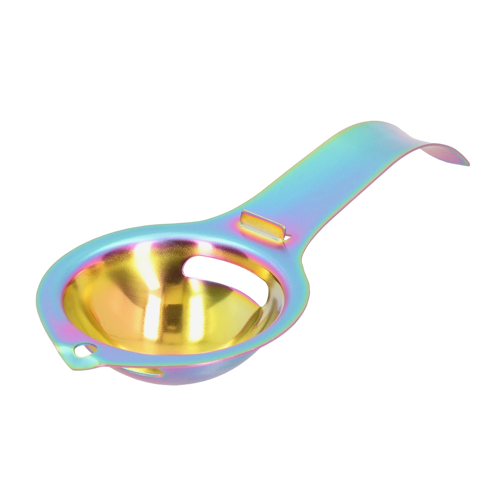 Stainless Steel Egg Yolk Separator with Long Handle - Durable Egg White Strainer for Baking & Cooking - Perfect for Home Kitchen & Restaurant Use (Magic Color) | Ideal for Cakes, Desserts & Breakfast Preparation