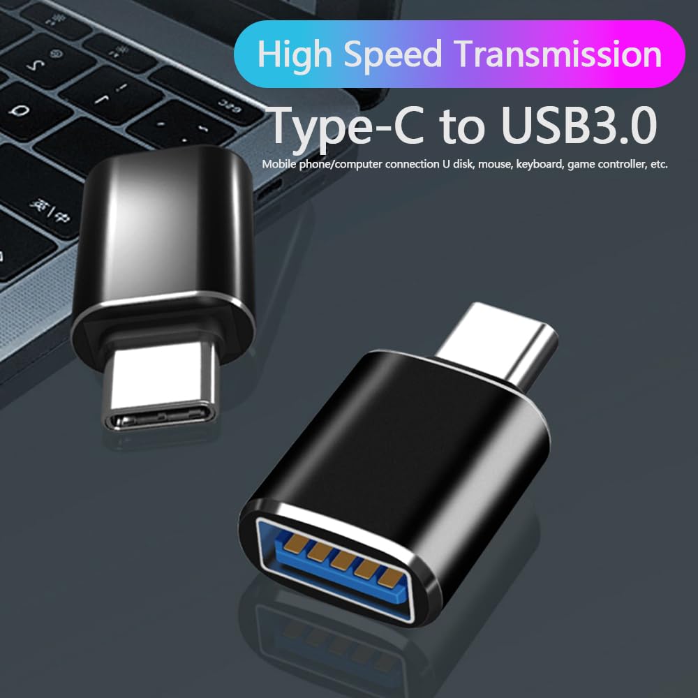 4-Pack USB C to USB Adapter, USB Type C to USB 3.0 Converter for MacBook Pro 2021/Air 2020, Galaxy S9/S8, Dell XPS - Thunderbolt 4/3 Compatible (2 Black & 2 Silver) - Perfect for Data Transfer, Charging & Connecting Peripherals