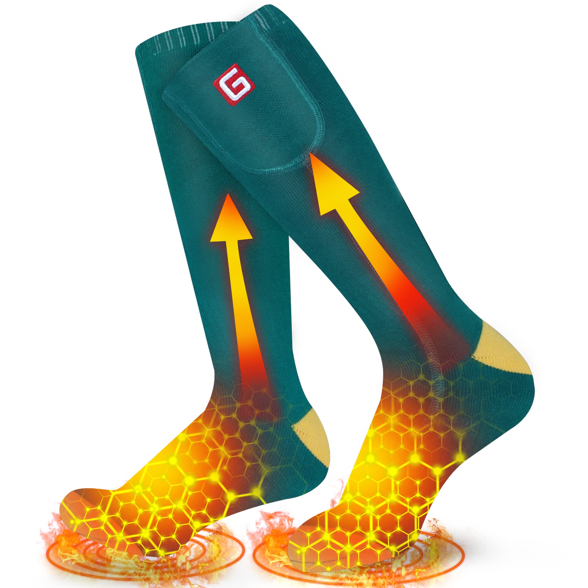 Rechargeable Battery Heated Socks for Men & Women - Electric Thermal Foot Warmers, Insulated Cozy Crew Socks for Winter Sports, Hiking & Cold Weather Activities