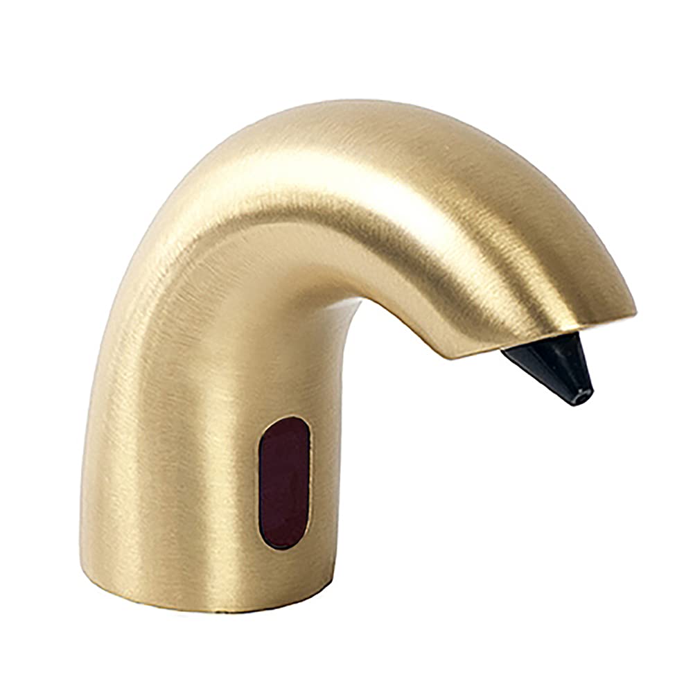Fontana Showers Verona FS1136 Commercial Automatic Soap Dispenser - Solid Brass Sensor Soap Dispenser with Brushed Gold Finish - Deck Mount for Restaurants, Hotels, and Luxury Bathrooms