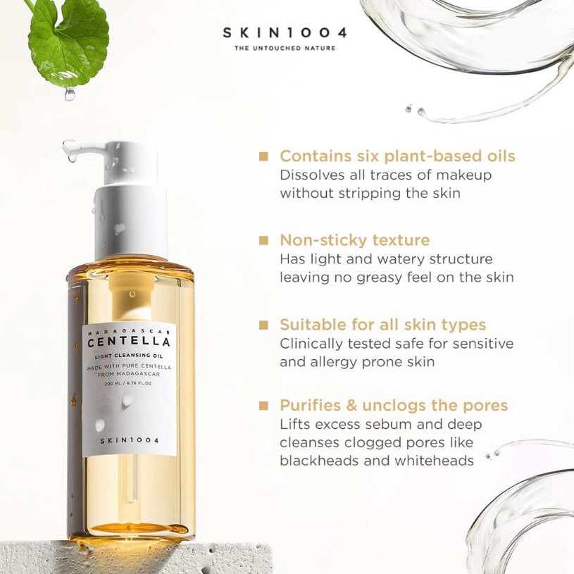 SKIN1004 Centella Light Cleansing Oil - Gentle Makeup Remover & Facial Cleanser for Sensitive Skin | Perfect for Daily Skincare & Makeup Removal Routine
