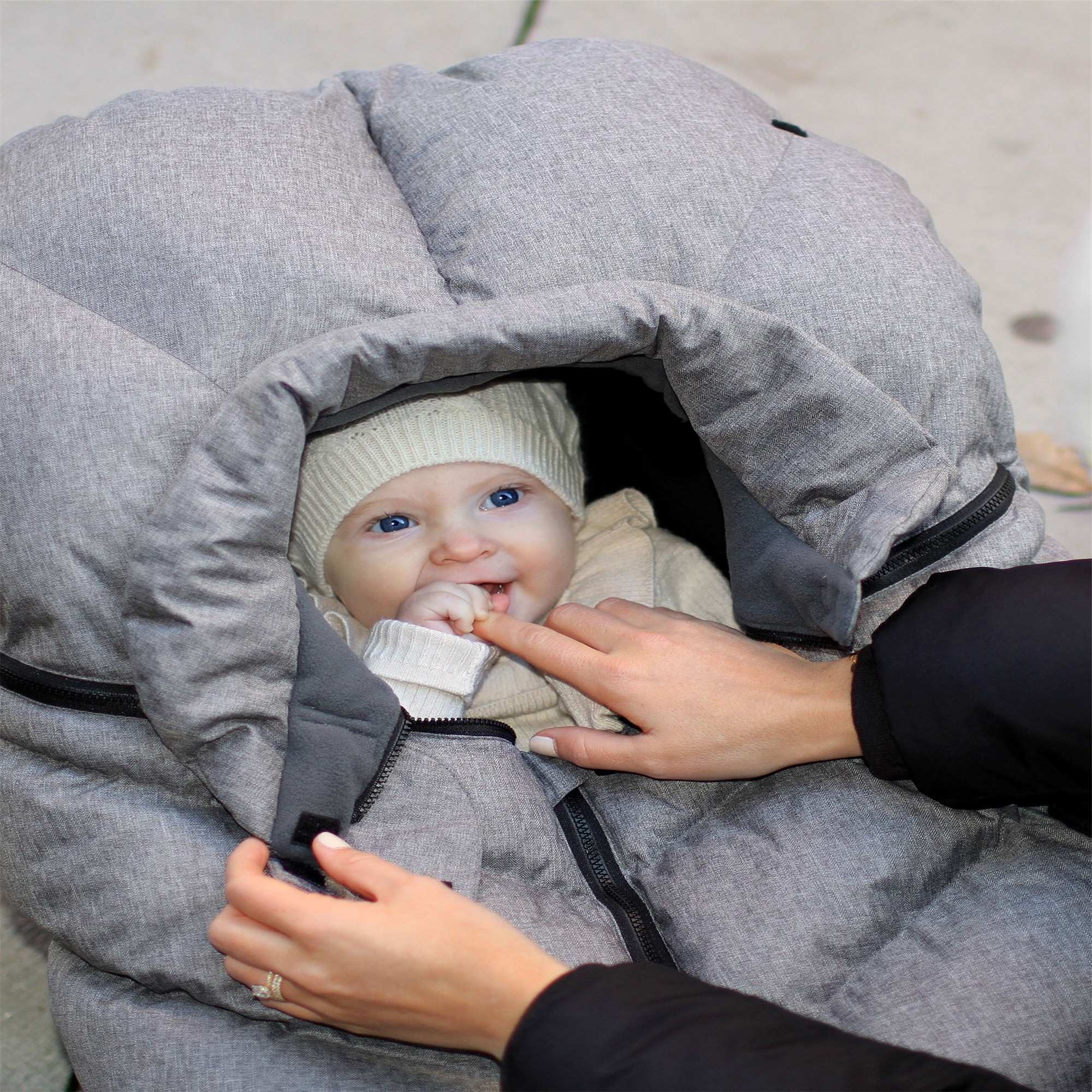 7AM Enfant Car Seat Cocoon - Premium Baby Car Seat Cover for Winter, Heather Gray - Soft & Warm Infant Car Seat Protector for Cold Weather - Perfect for Strollers, Shopping, and Outdoor Adventures