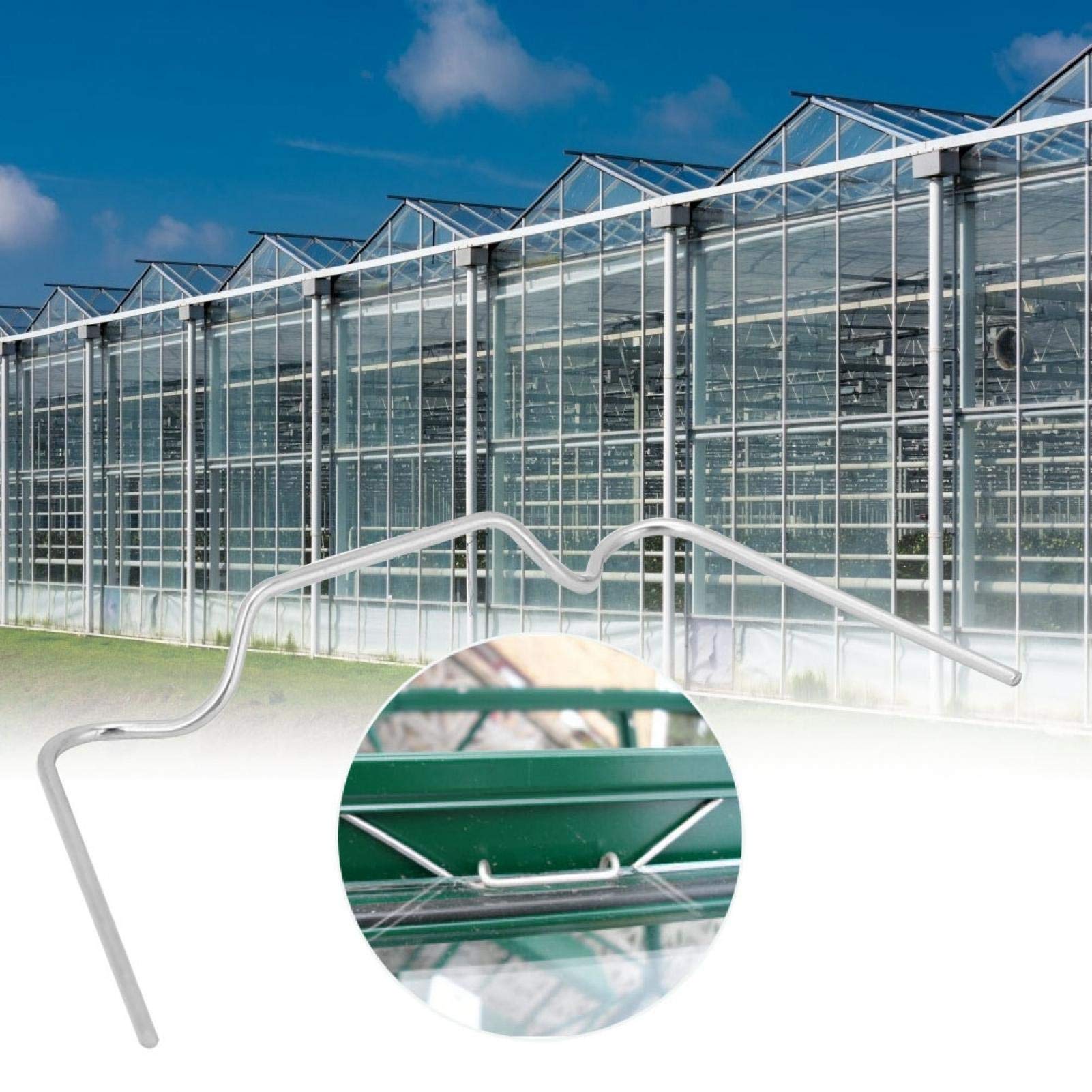 Haofy 50 PCS Stainless Steel Greenhouse Glass Panel Fixing Clips with W Wire Spring - Heavy Duty Garden Greenhouse Accessories for Secure Glass Installation in Greenhouses, Sheds & DIY Projects
