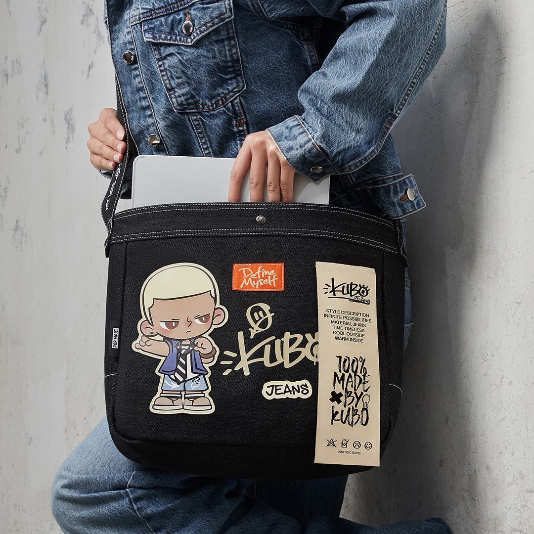 POP MART KUBO JEANS Series Messenger Bag - Stylish Crossbody Shoulder Bag for Women & Men | Perfect for School, Work, Travel & Daily Use