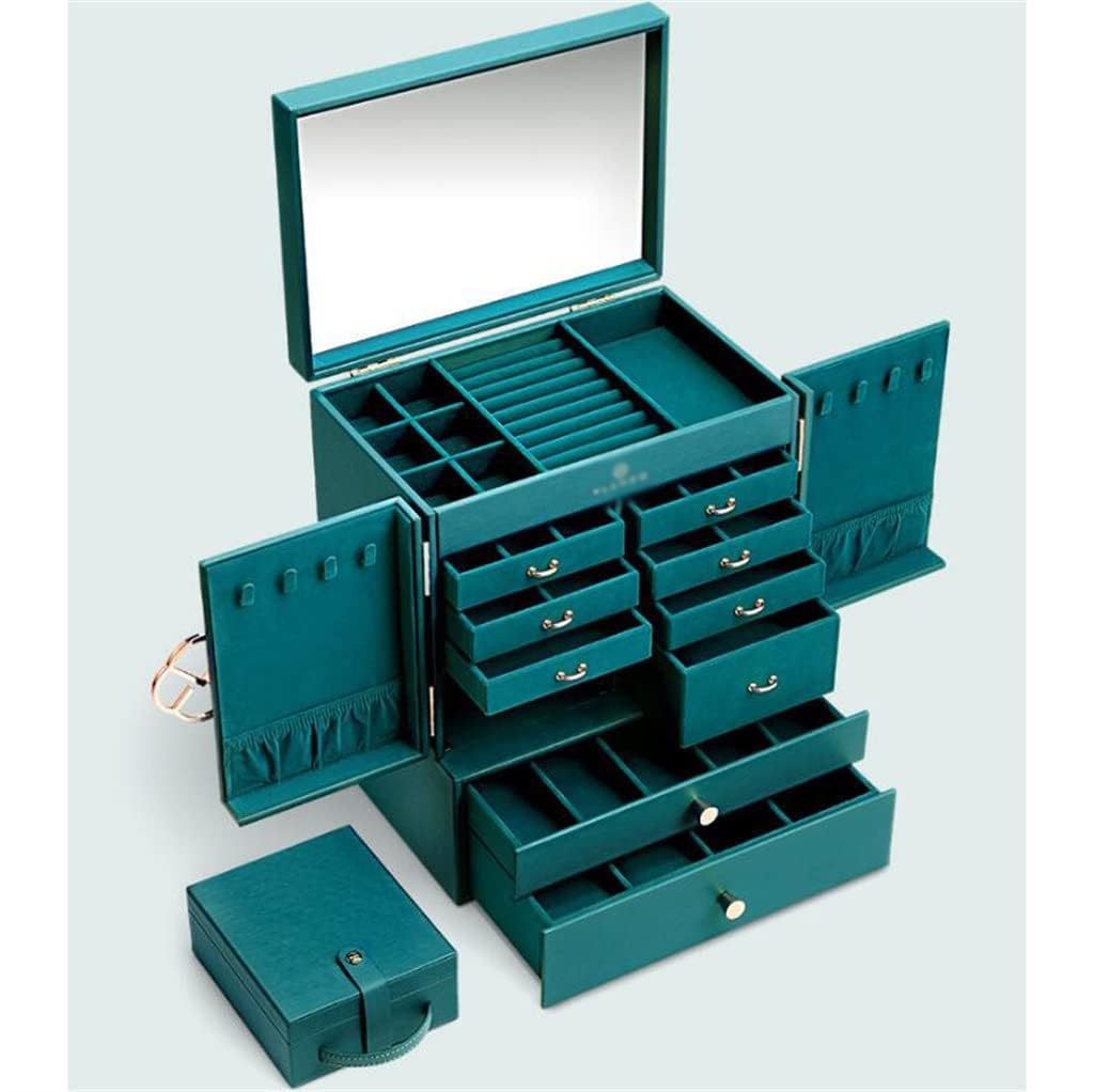 YZABEL Large Jewelry Box Organizer for Women & Men - PU Leather Jewelry Storage Case with Removable Trays for Necklaces, Earrings, Rings, Bracelets - Vintage Display Holder for Bedroom, Dresser & Travel Gift