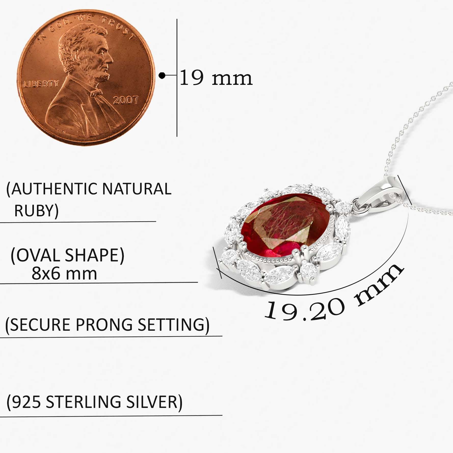 Natural Ruby Gemstone Halo Pendant Necklace - Elegant 14K Gold Plated Chain for Women, Perfect for Weddings, Anniversaries & Special Occasions