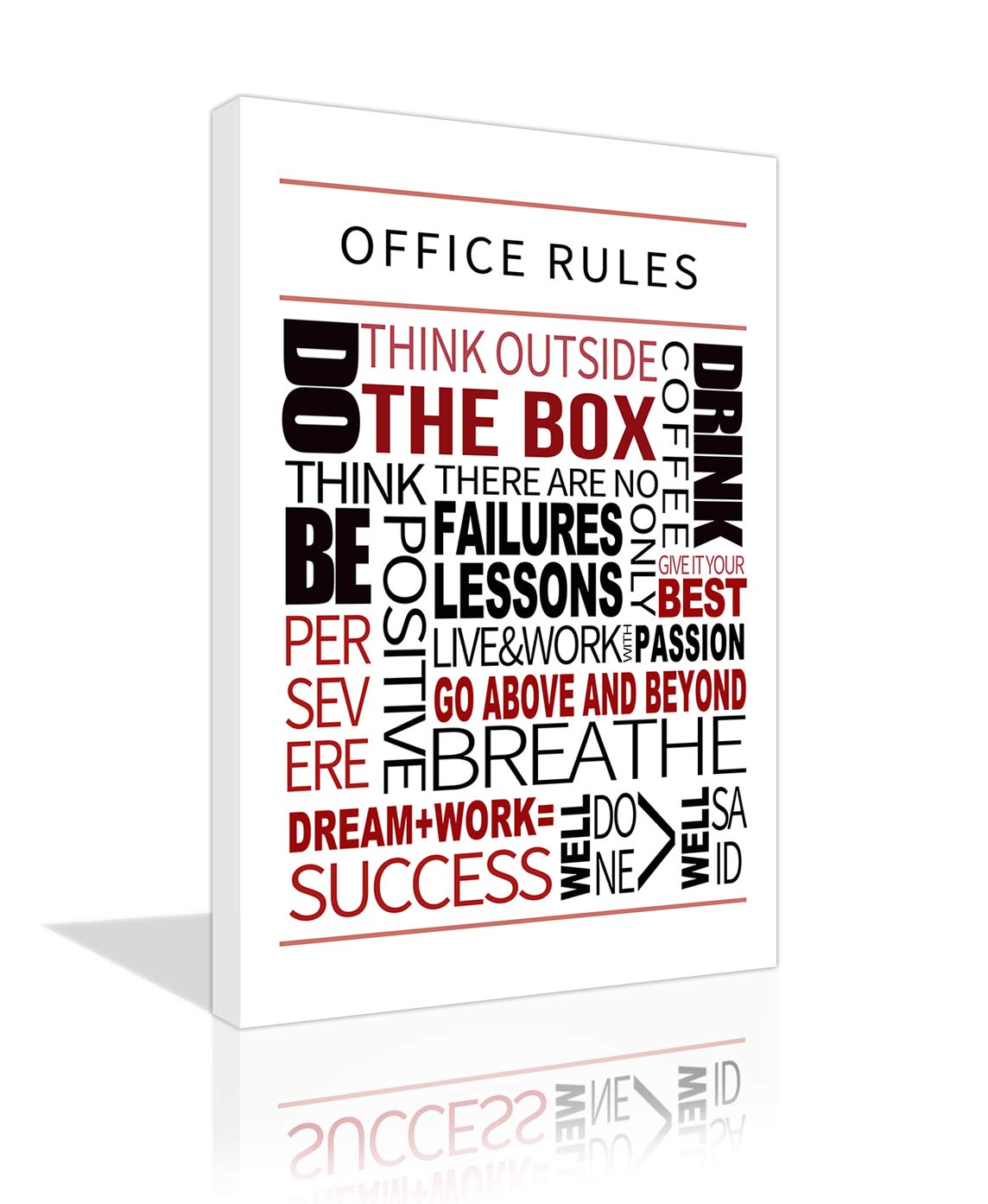 Large Inspirational Office Wall Art - Motivational Canvas Prints with Positive Affirmations & Teamwork Quotes - Framed Ready to Hang Office Decor for Workplace, Conference Room or Home Office