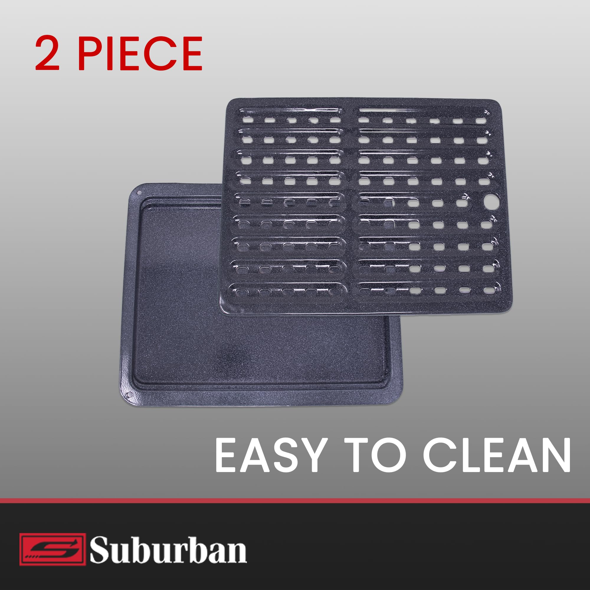 Premium Suburban Range Broiler Pan Set - 2-Piece Heavy Gauge Steel, Easy to Clean & Durable - 11.75