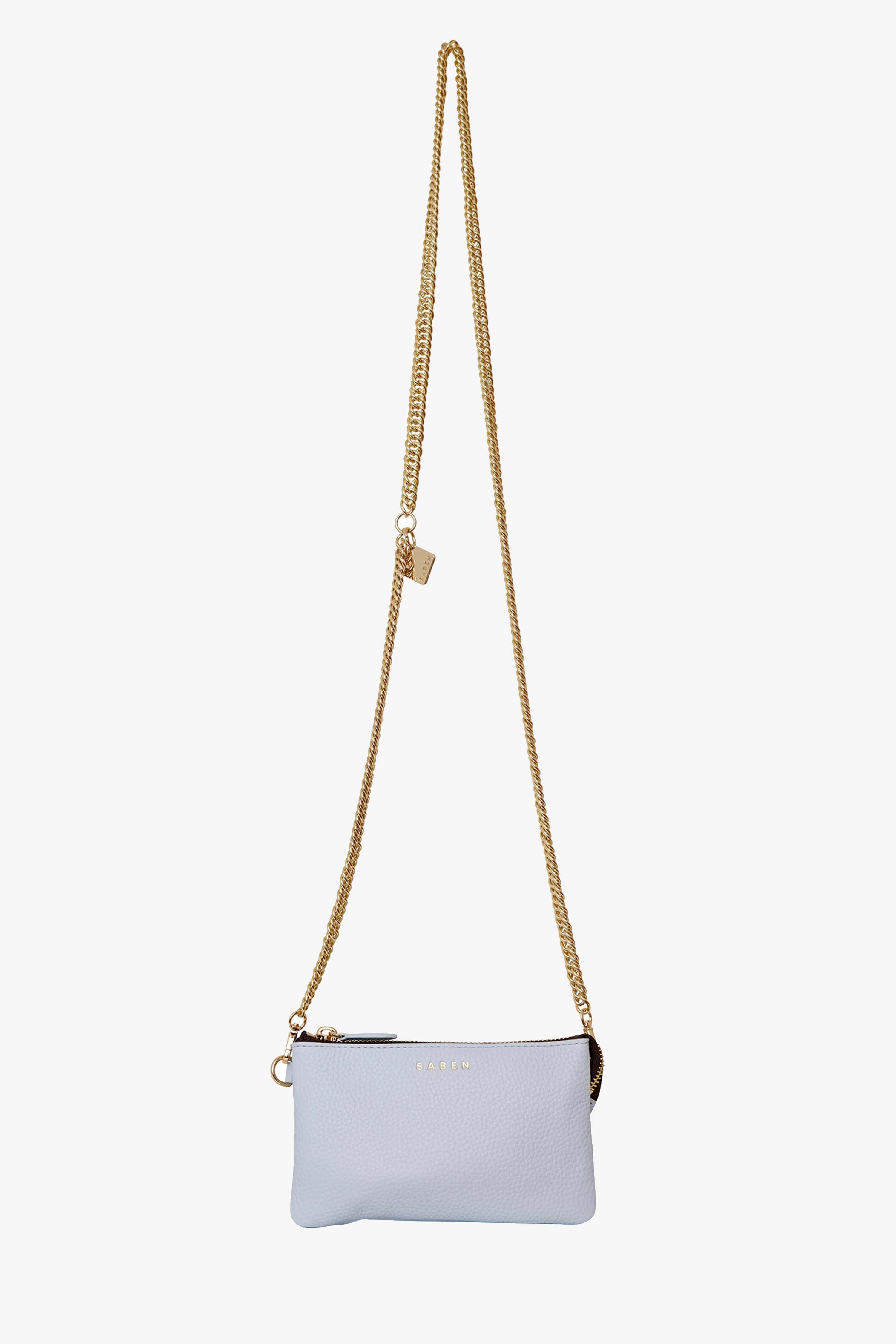 Lily Whisper Blue Leather Crossbody Bag with Chain Strap - Elegant Shoulder Purse for Women, Perfect for Date Night, Shopping & Travel