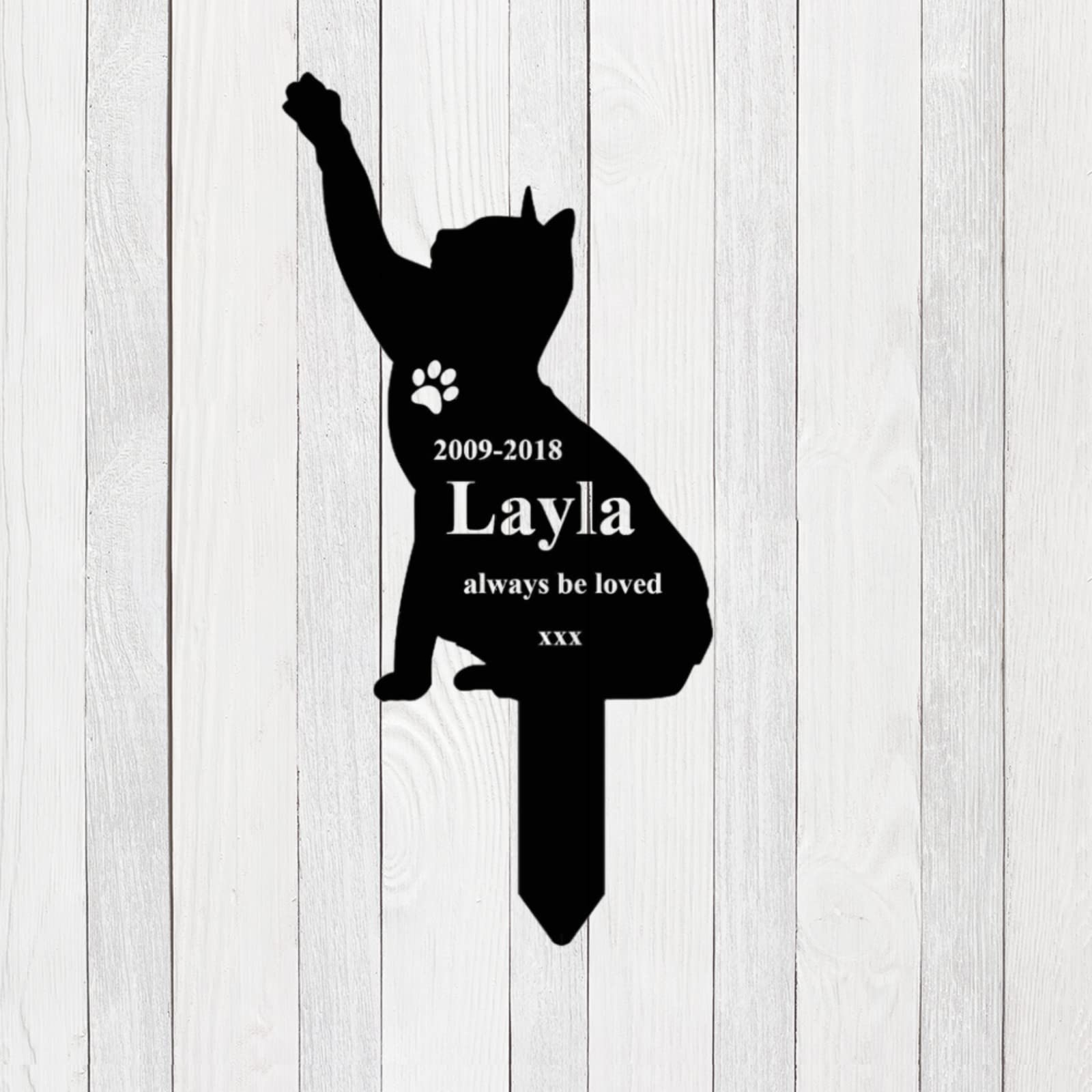 Personalized Cat Memorial Grave Stake - 12 Inch Outdoor Pet Loss Gift for Garden Burial - Heartfelt Tribute for Beloved Feline Companion | Perfect for Backyard Memorials & Pet Cemeteries