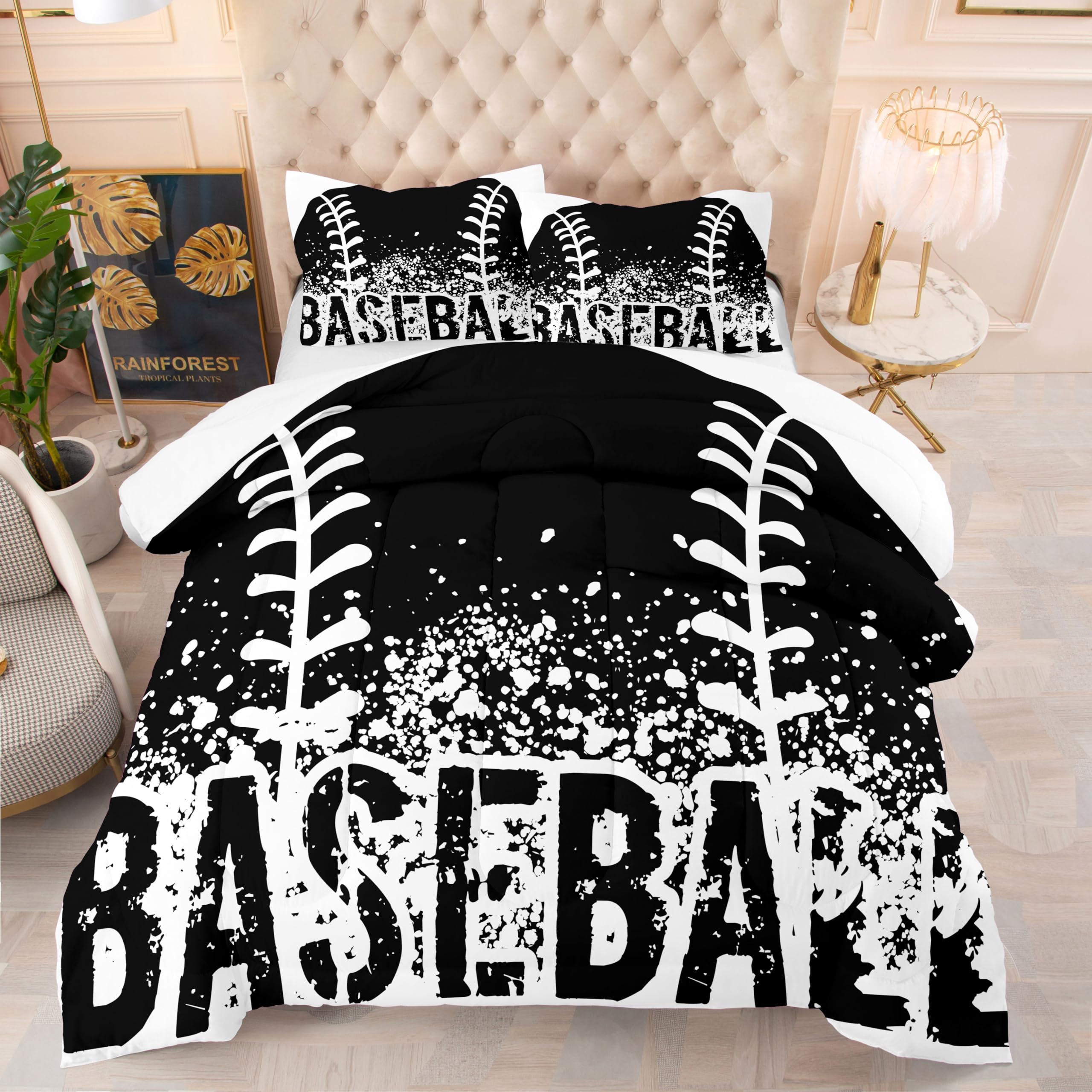 **Bodhi Kids Baseball Bedding Set - Twin Size 5-Piece Comforter, Sheet & Pillowcase Set for Boys - Sports Themed Bed in a Bag - Perfect for Kids' Rooms, Sleepovers & Themed Bedrooms**