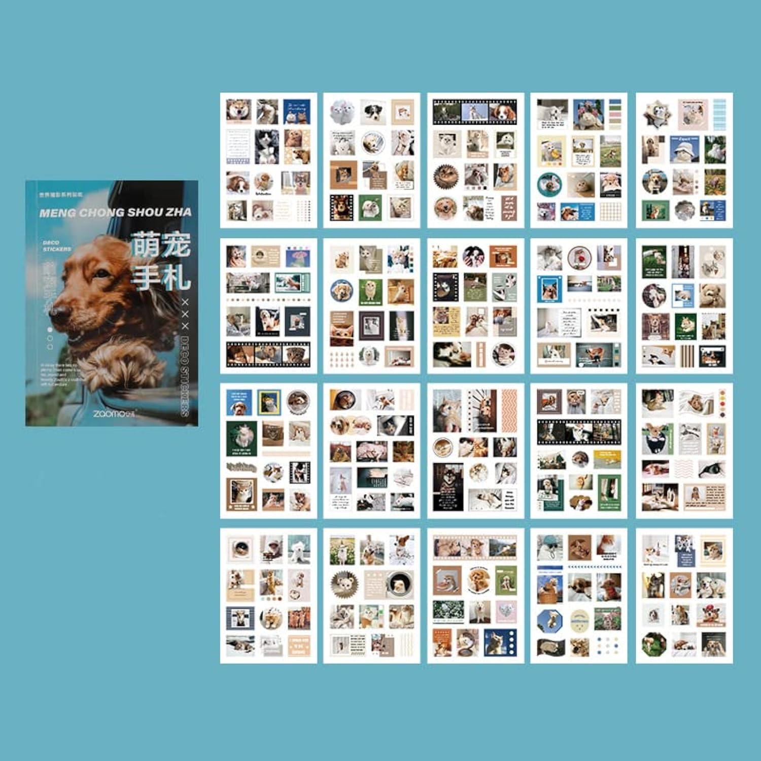 Vintage Cute Pet Journal Stickers - 20 Sheets Self-Adhesive Washi Paper Stickers for Scrapbooking, Planner, Art Journaling, Collage, Notebooks & Albums - Perfect for DIY Crafts, Bullet Journals, and Memory Keeping