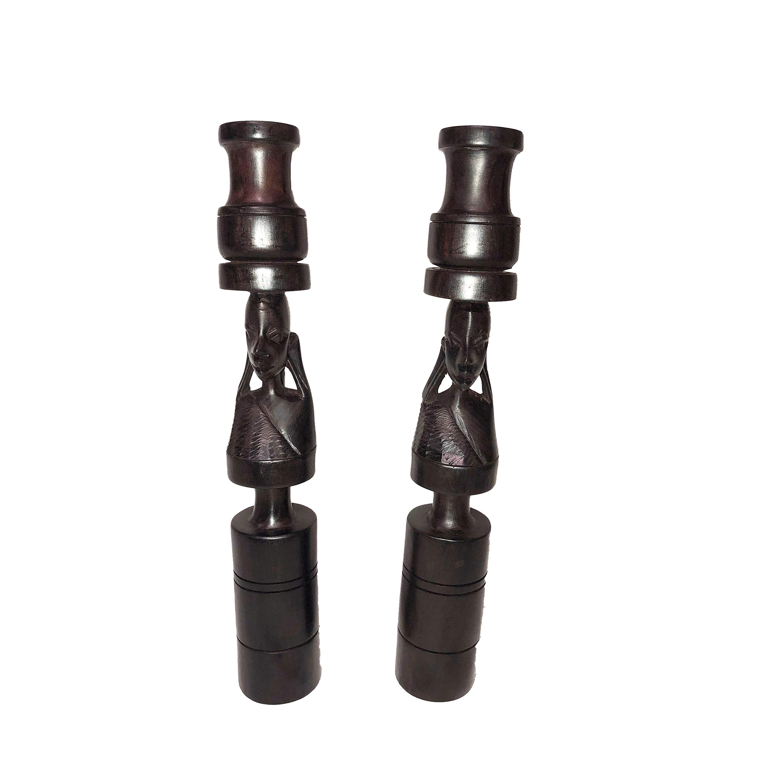 Handmade Maasai Candle Holders Set of 2 - 12 Inch African Tribal Decor for Home, Wedding & Boho Style Interior Design