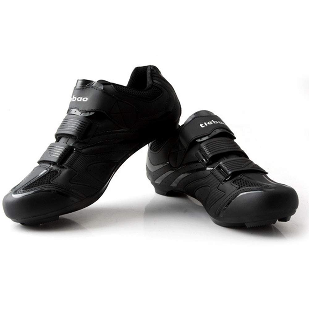 FACAI Men's Breathable Cycling Shoes - Off Road Bicycle Sneakers with Cleat Compatible for Mountain Biking, Road Cycling & Indoor Training - Black Size 41
