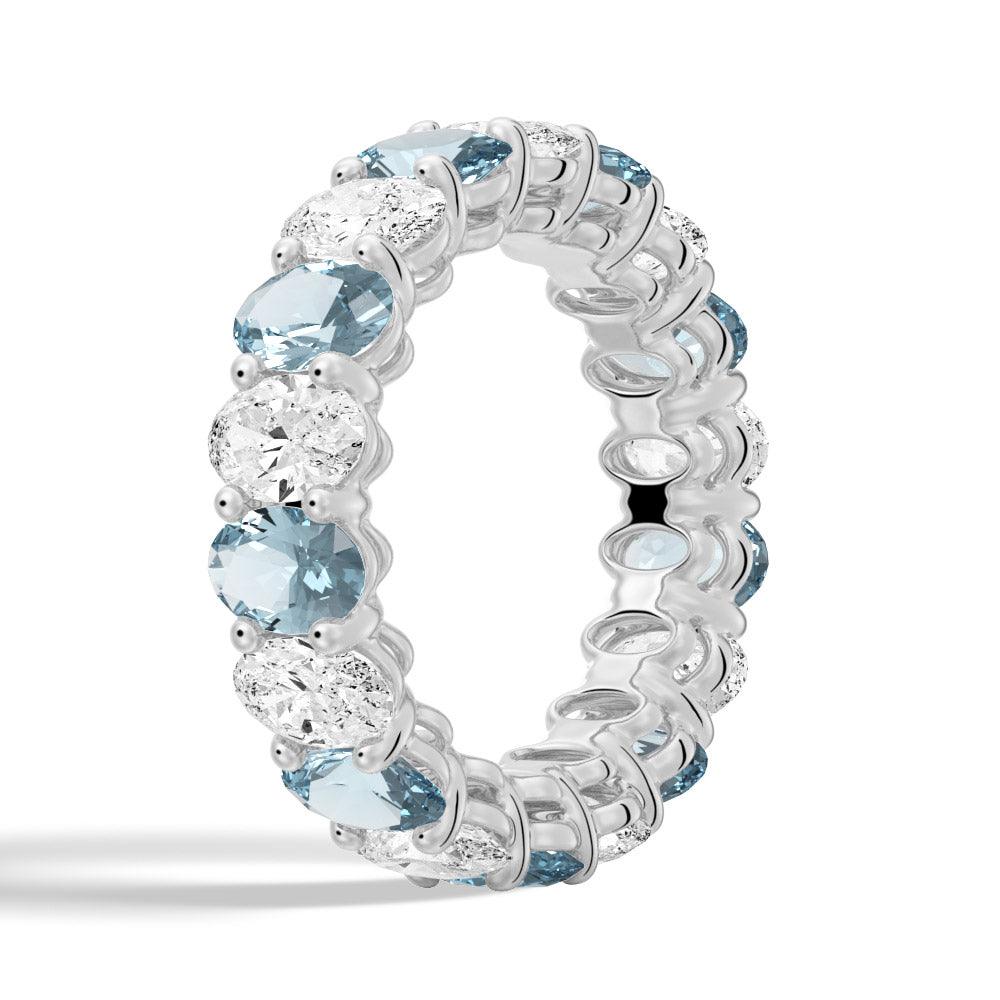 6.6 CT Lab-Created White Sapphire & Aquamarine Gemstone Ring for Women - Perfect for Engagement, Wedding, Anniversary & Special Occasions