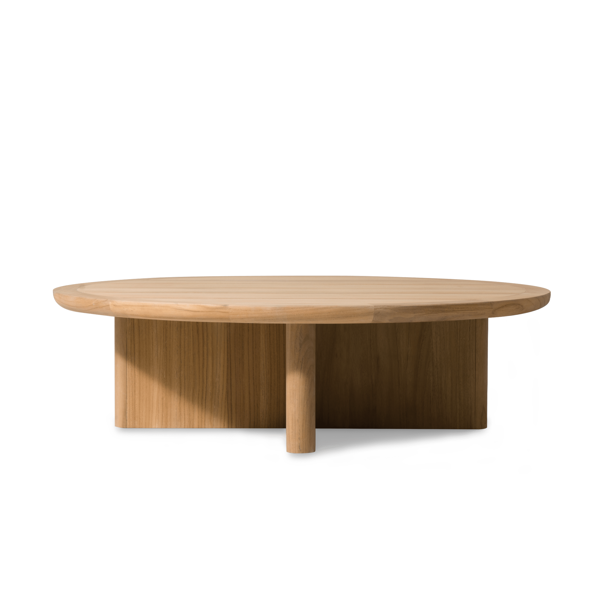 Victoria Teak Round Slatted Coffee Table - Modern Outdoor/Indoor Patio Furniture for Living Room, Garden & Poolside Decor