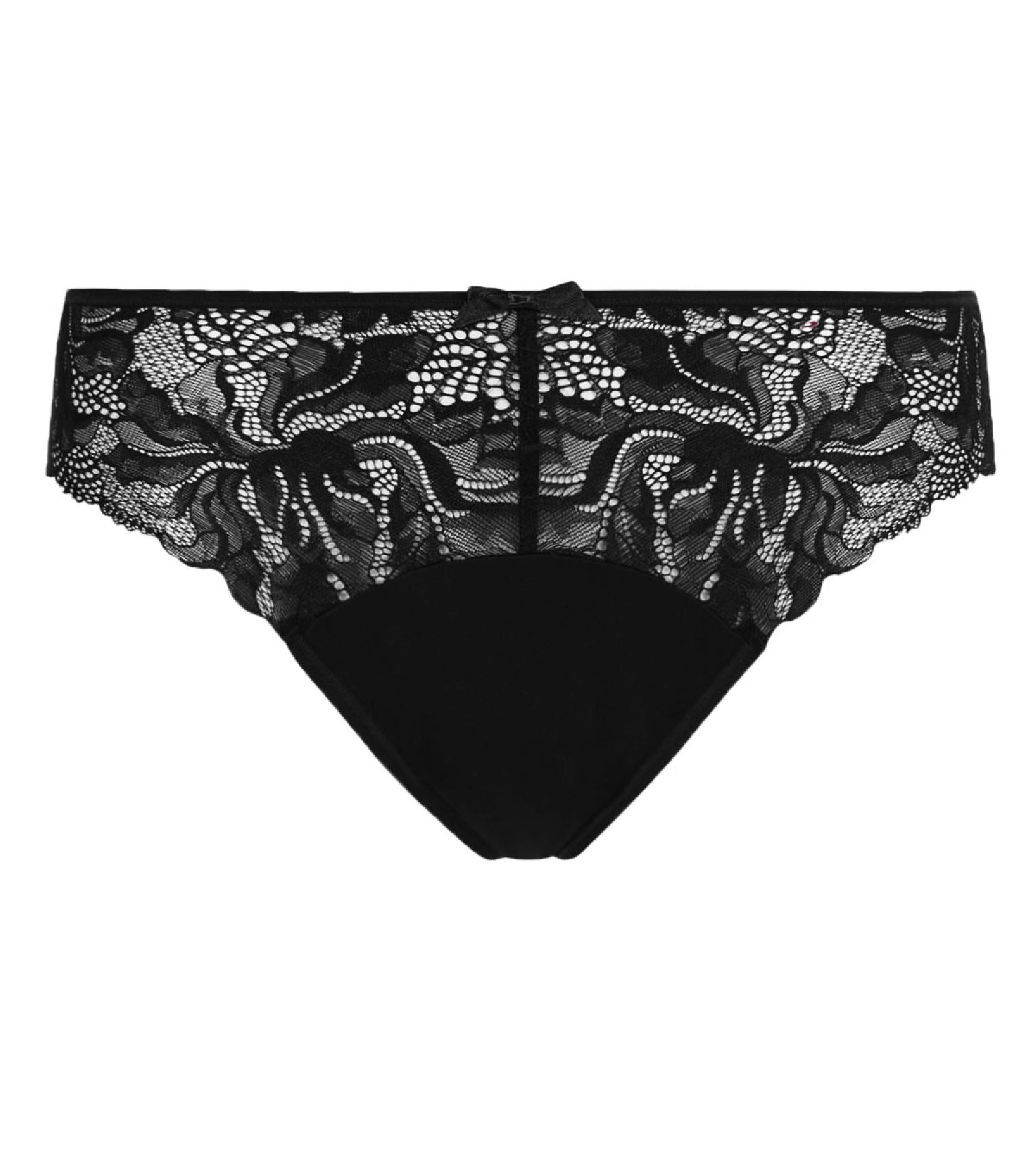 Black Microfiber & Lace Culotte for Women - Comfortable Essential Underwear for Everyday Wear, Date Night & Special Occasions