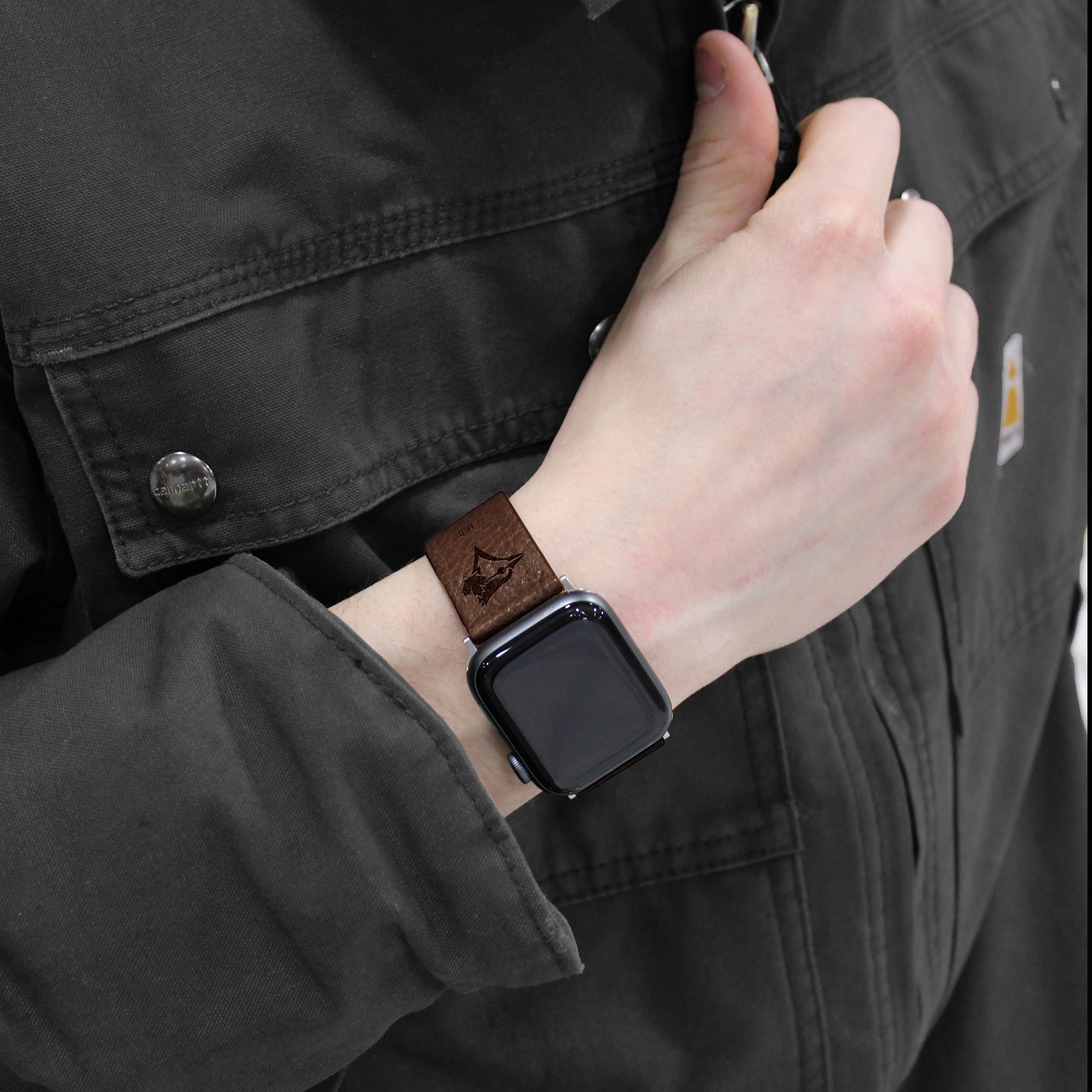 Toronto Blue Jays Genuine Leather Band for Apple Watch - Stylish & Durable Sports Accessory for Fans, Compatible with All Apple Watch Models - Perfect for Game Day, Workouts & Everyday Wear