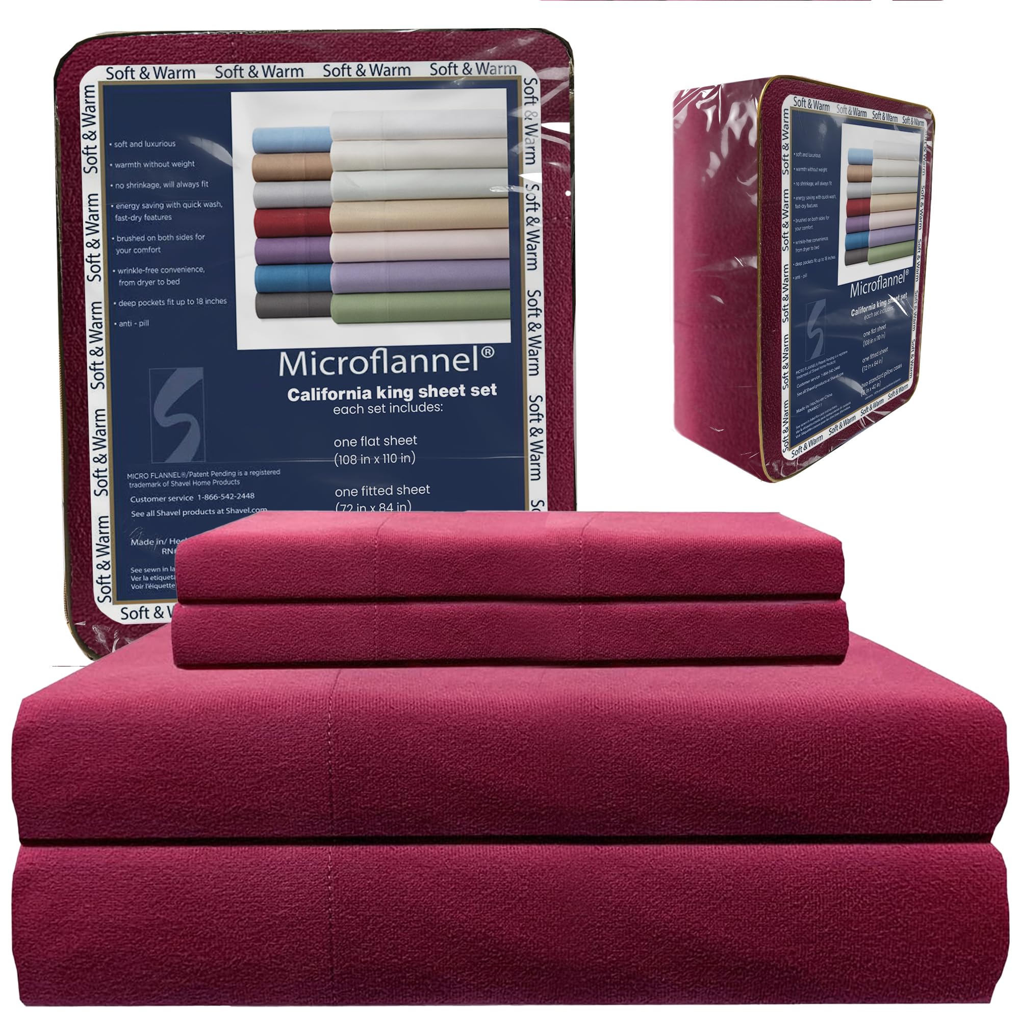 Thermee Micro Flannel Sheets Set - California King Size, 18
